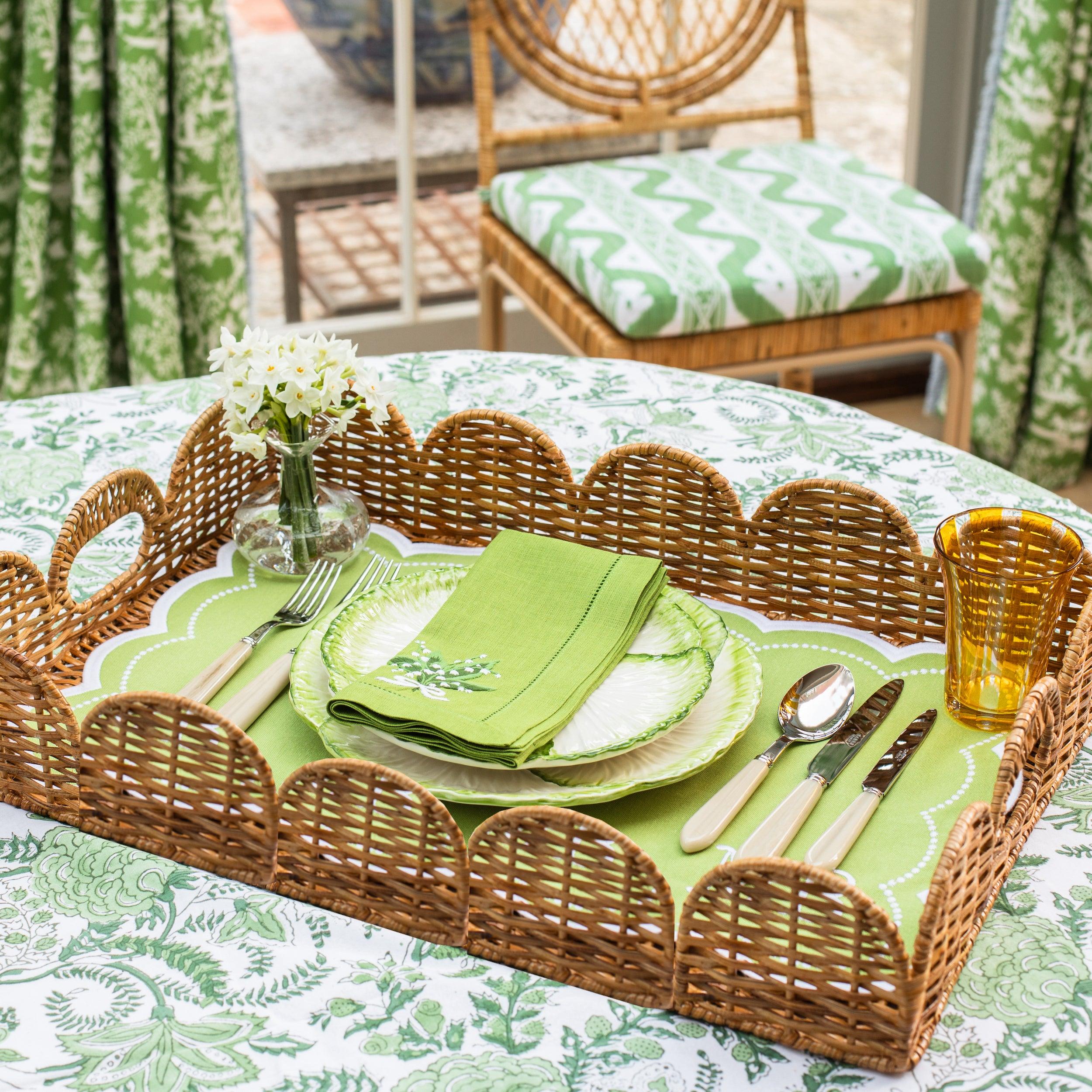 Natural Scalloped Rattan Tray - Image 7