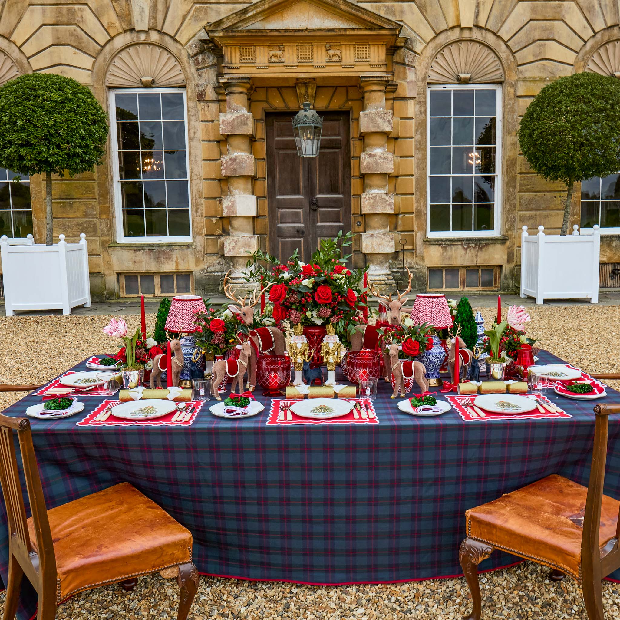 Navy & Red Tartan Tablecloth - Image 10