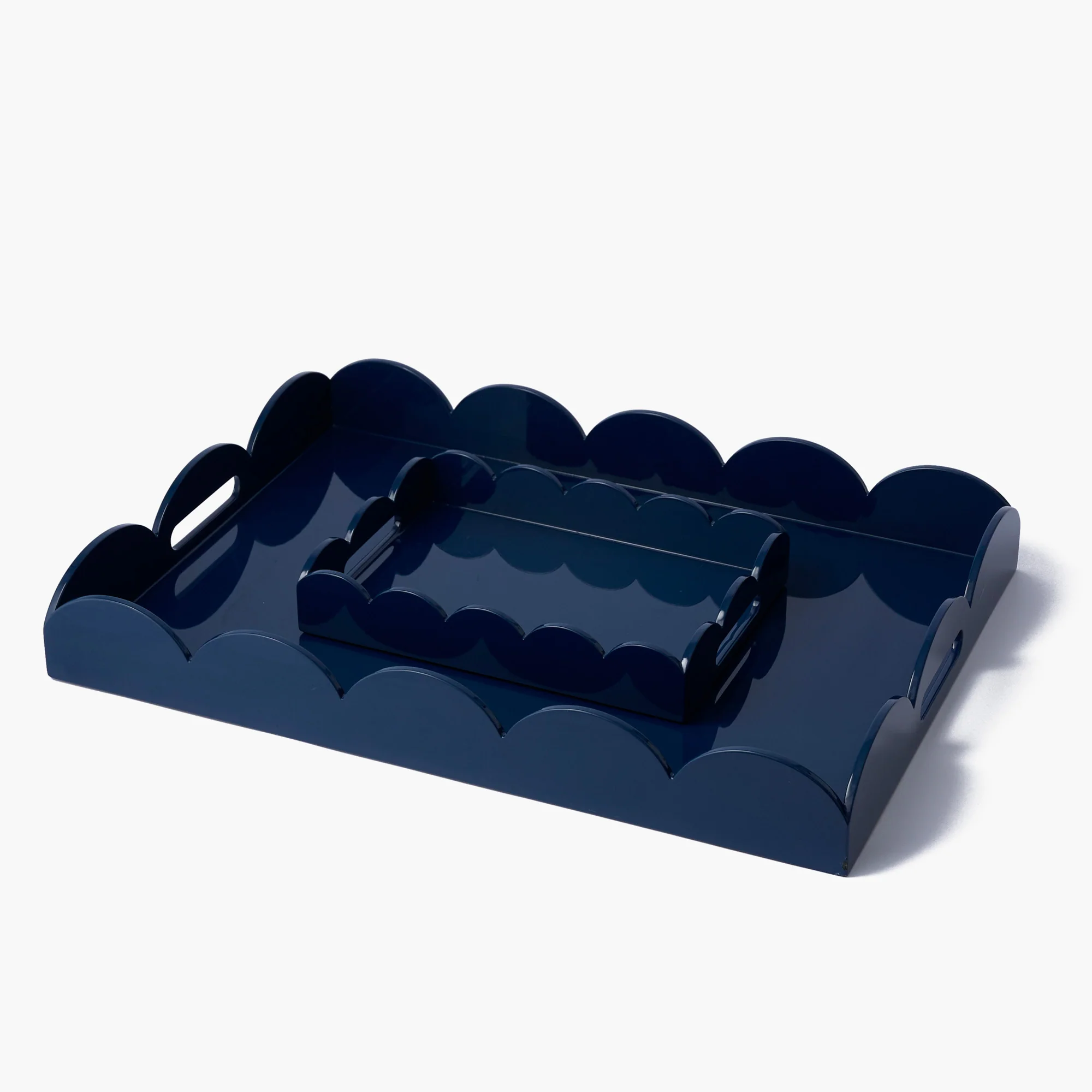 Navy Blue Lacquer Scalloped Tray - Image 5