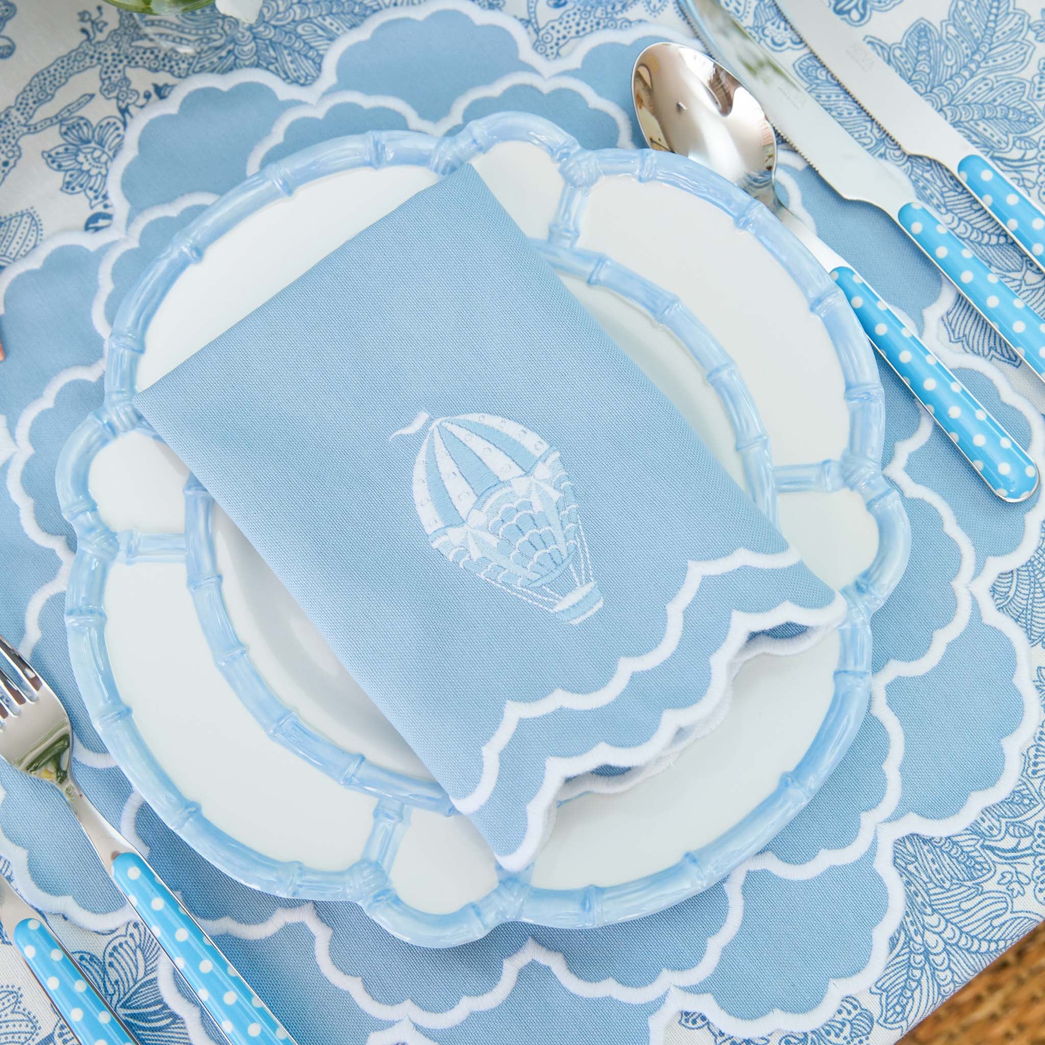 Nikki Hot Air Balloon Blue Napkins (Set of 4) - Image 2