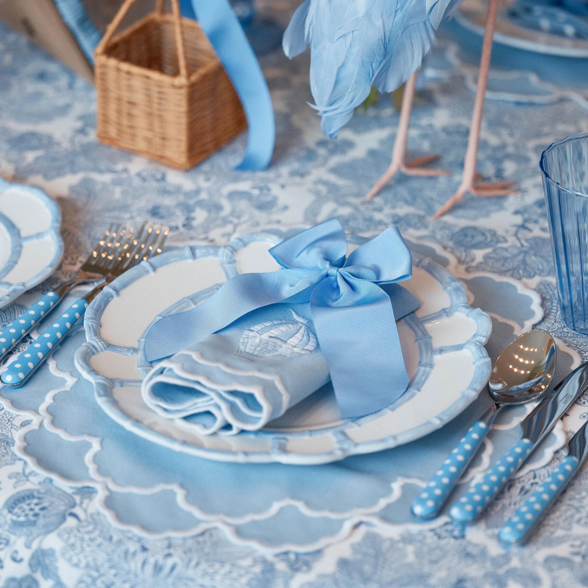 Blue Melamine Bamboo Dinner & Starter Plates (Set of 8) - Image 4