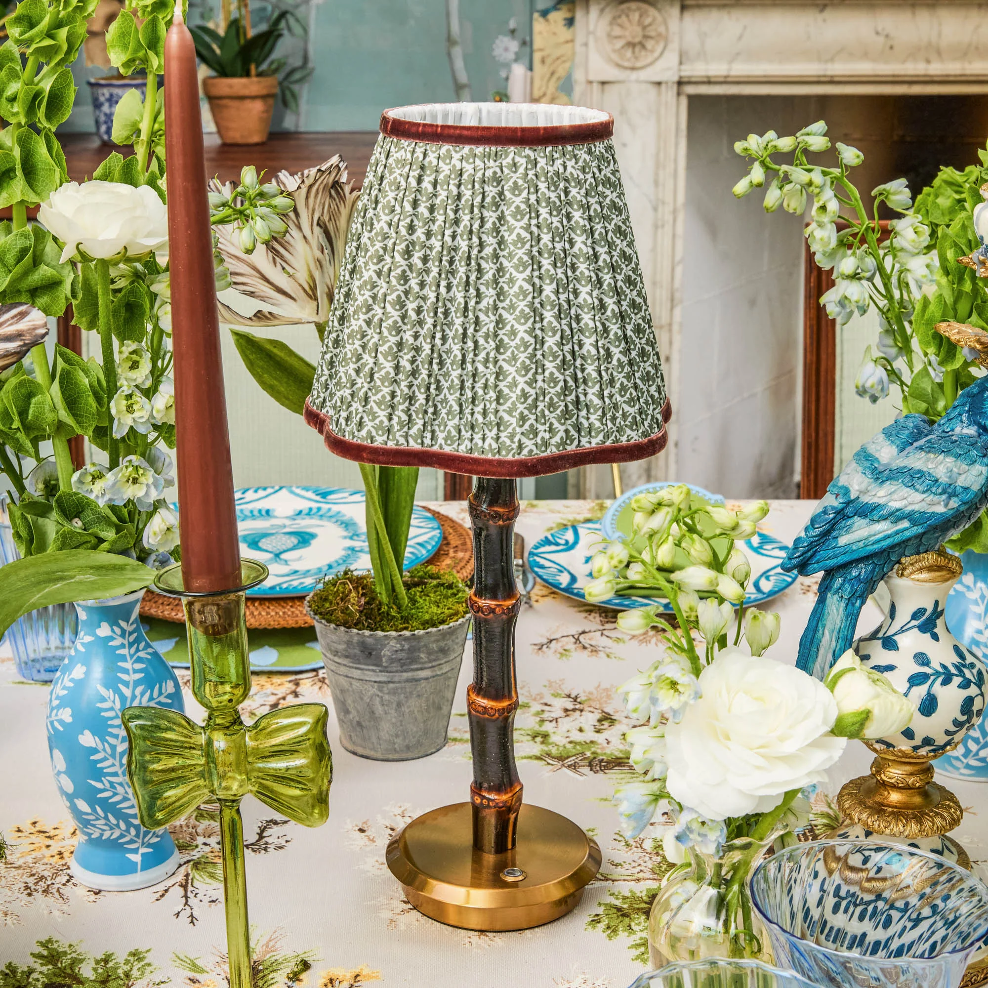 Olive & Chocolate Lotus Lampshade (18cm) - Image 3
