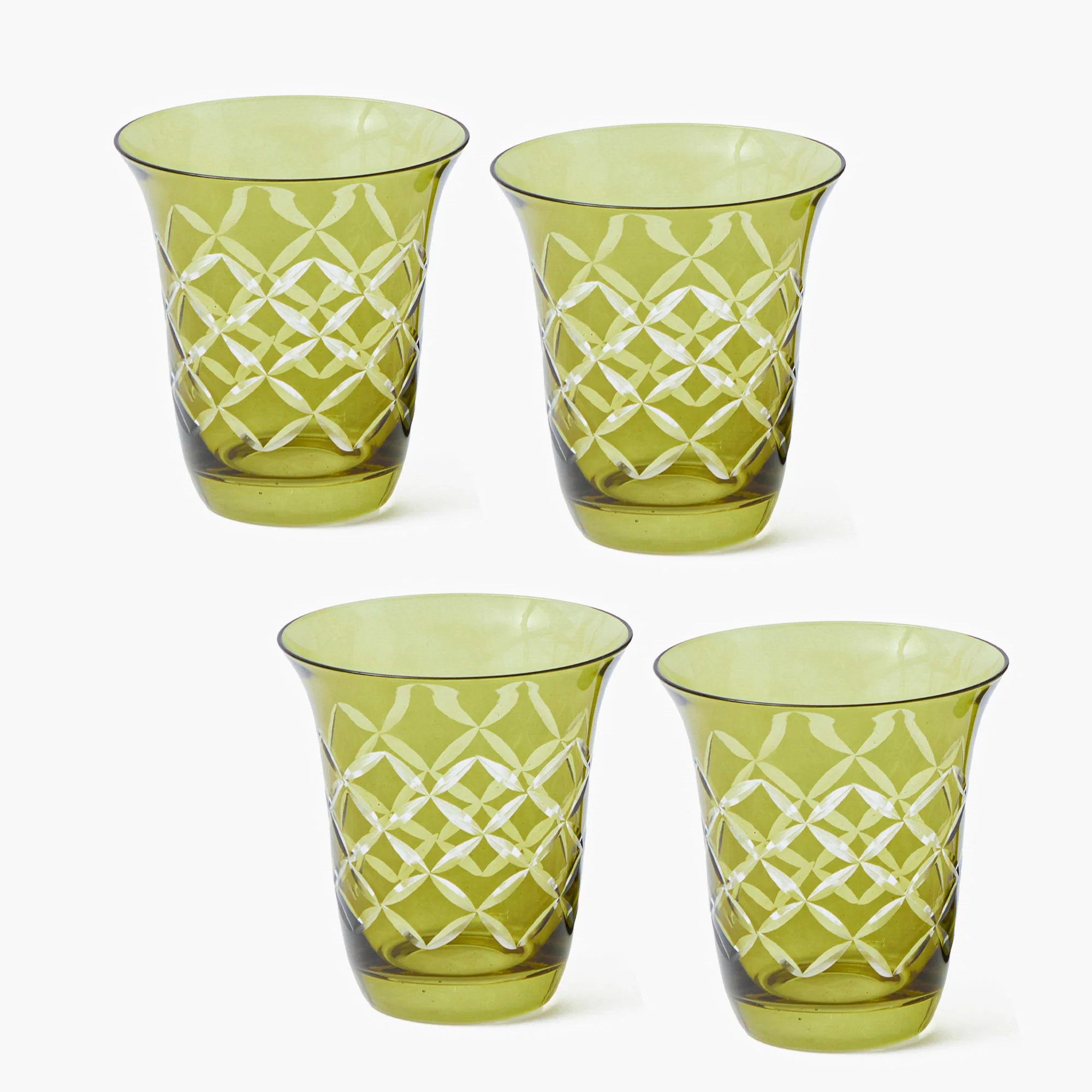 Olive Engraved Water Glasses (Set of 4)