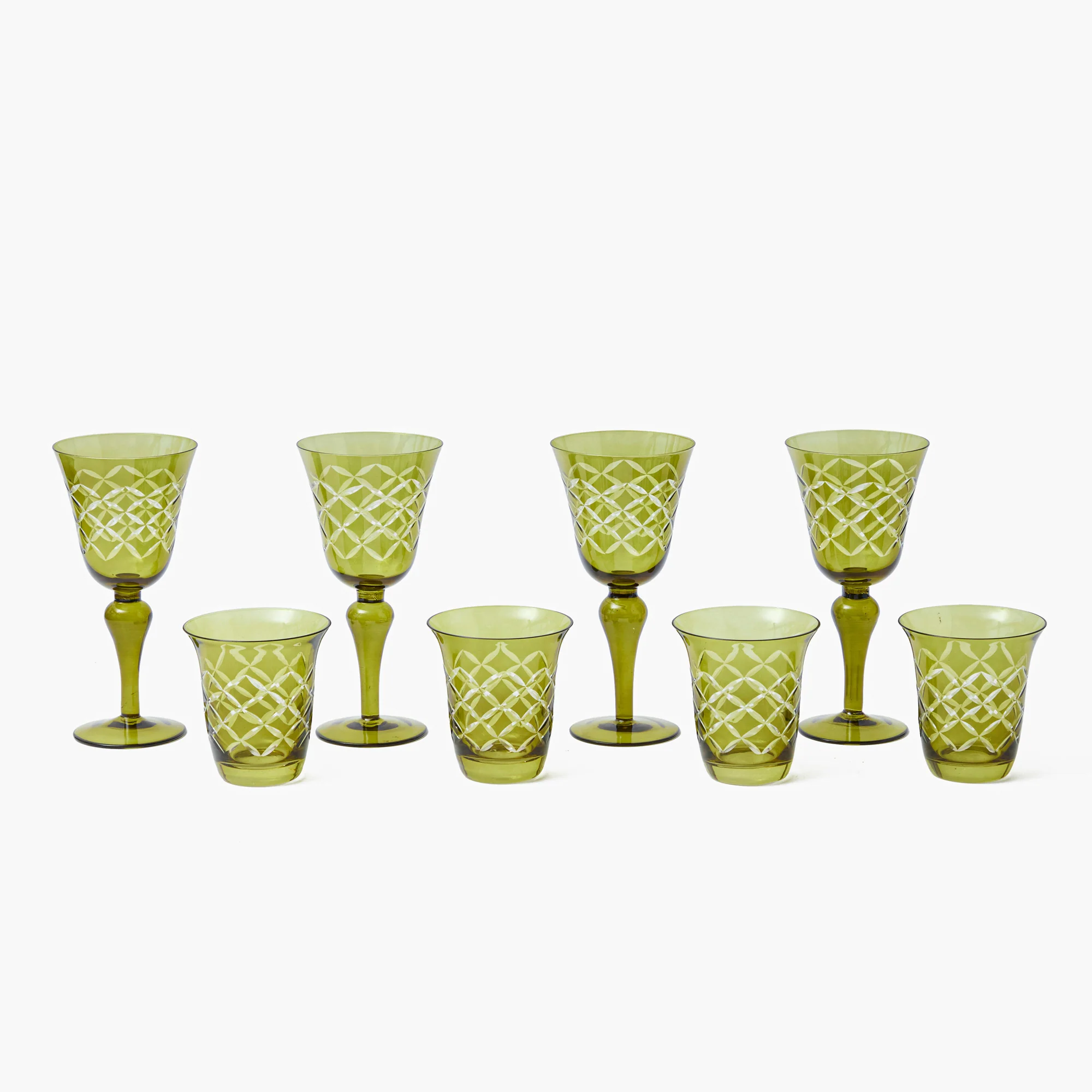 Olive Engraved Glassware (Set of 8) - Image 12