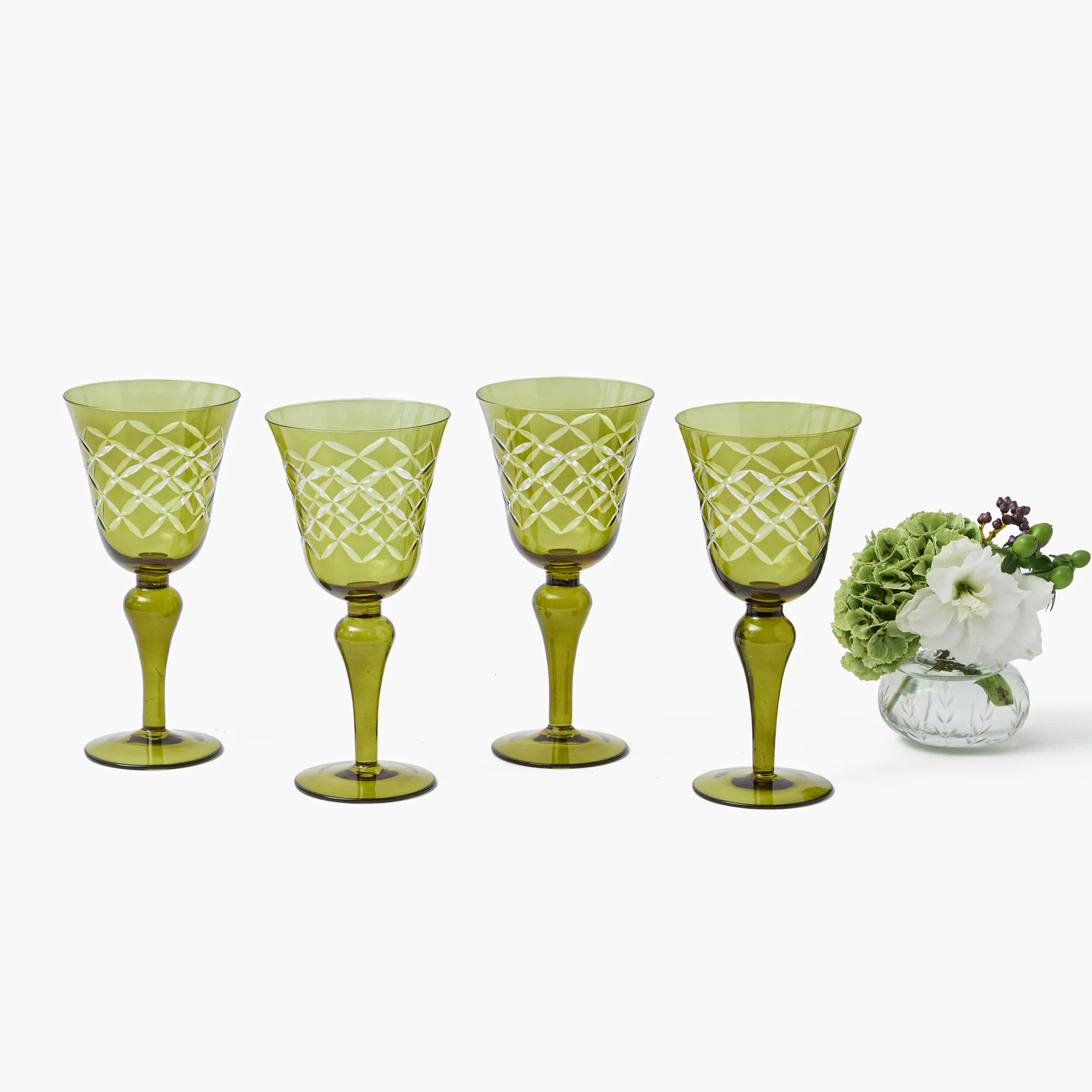 Olive Engraved Wine Glasses (Set of 4) - Image 12