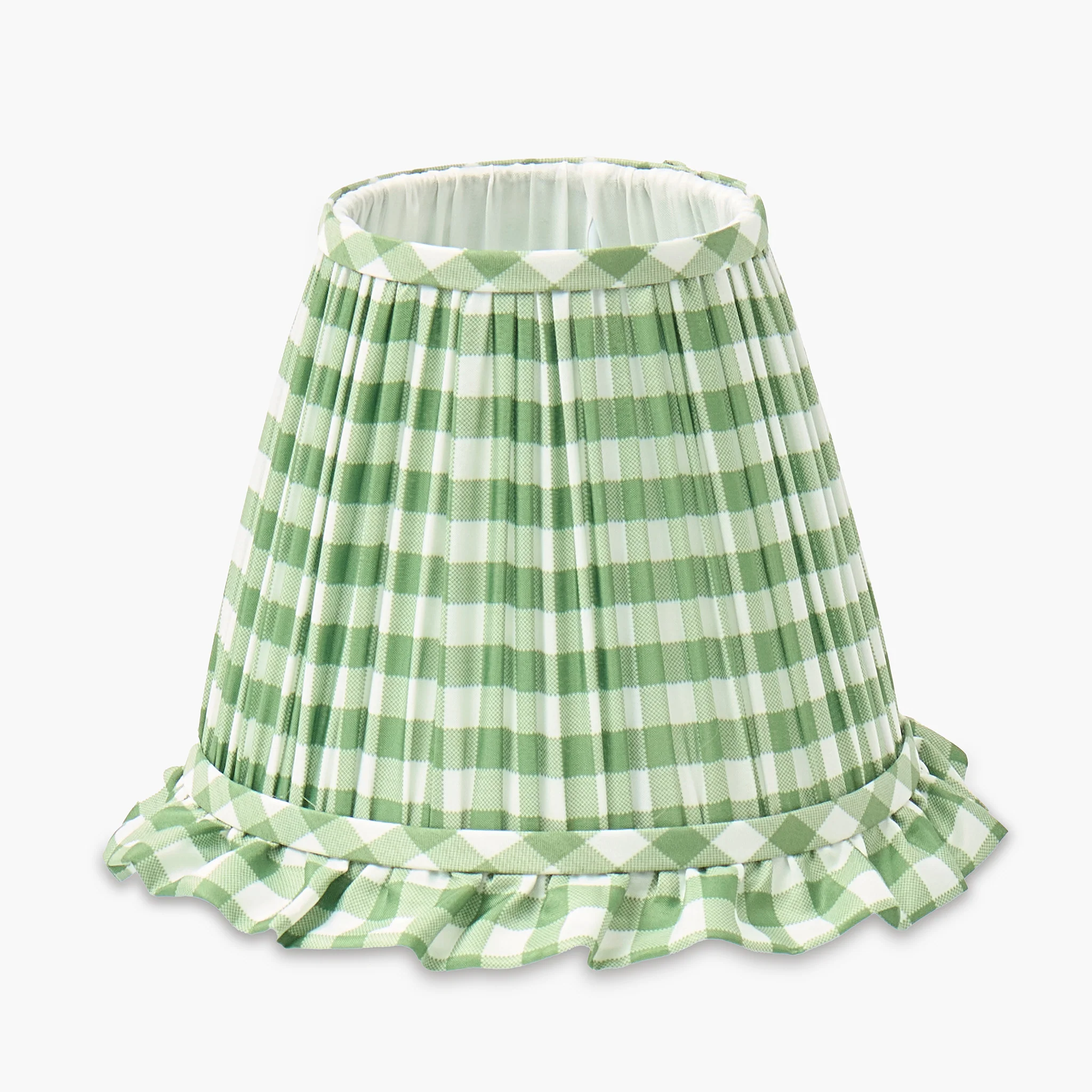 Olive Gingham Ruffle Lampshade (18cm)