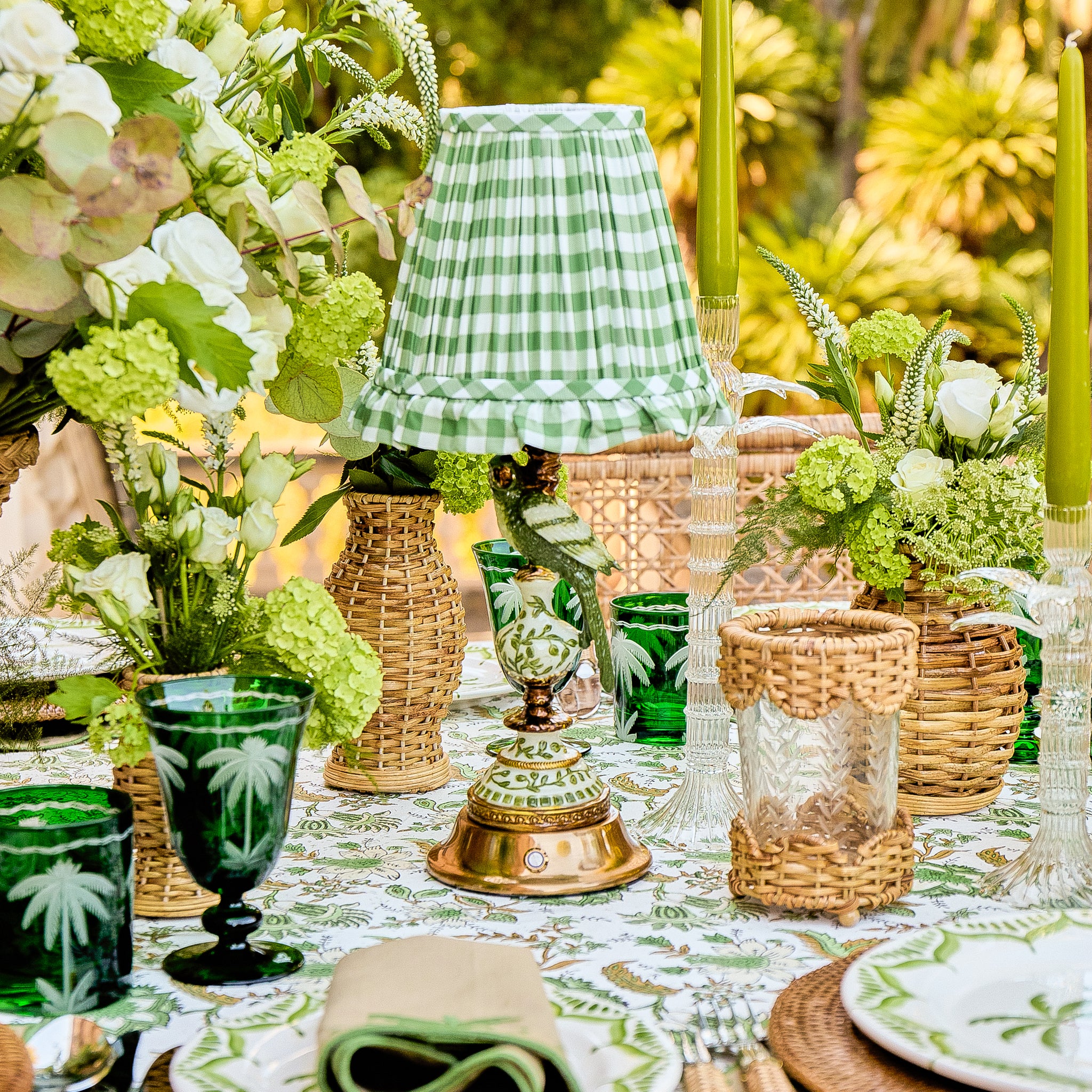 Olive Gingham Ruffle Lampshade (18cm) - Image 2