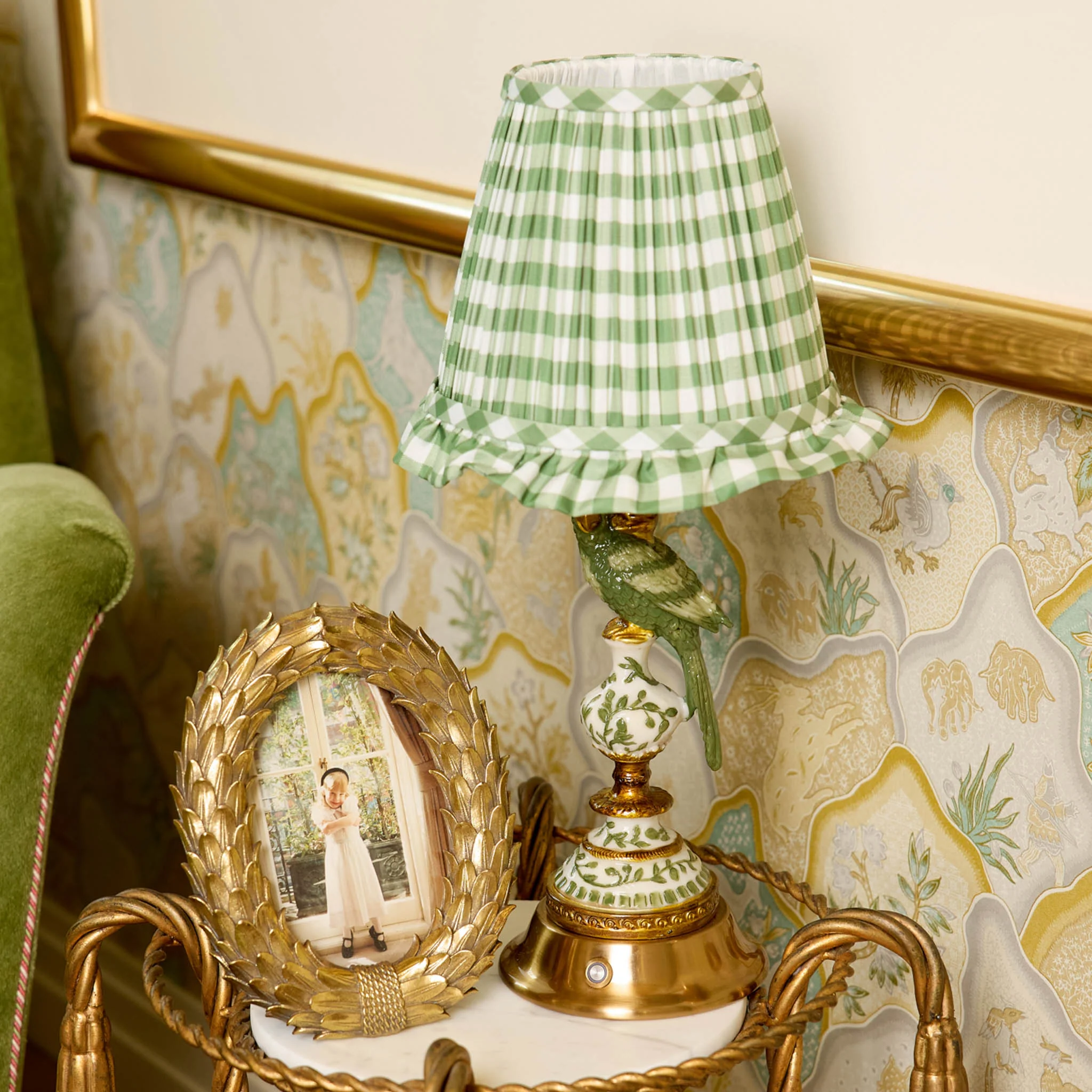 Olive Gingham Ruffle Lampshade (18cm) - Image 9