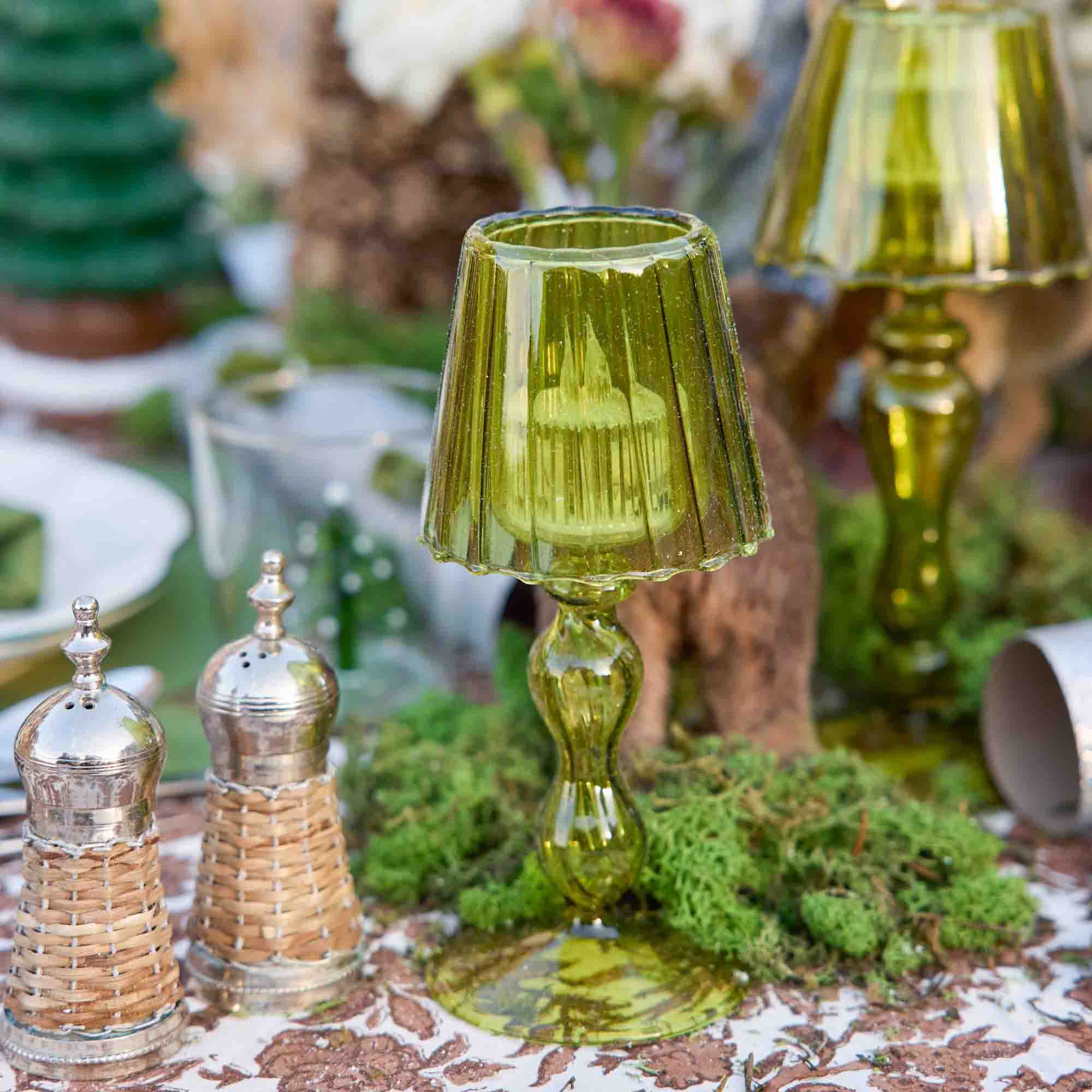 Olive Glass Lantern Tea Light Holder Set - Image 16