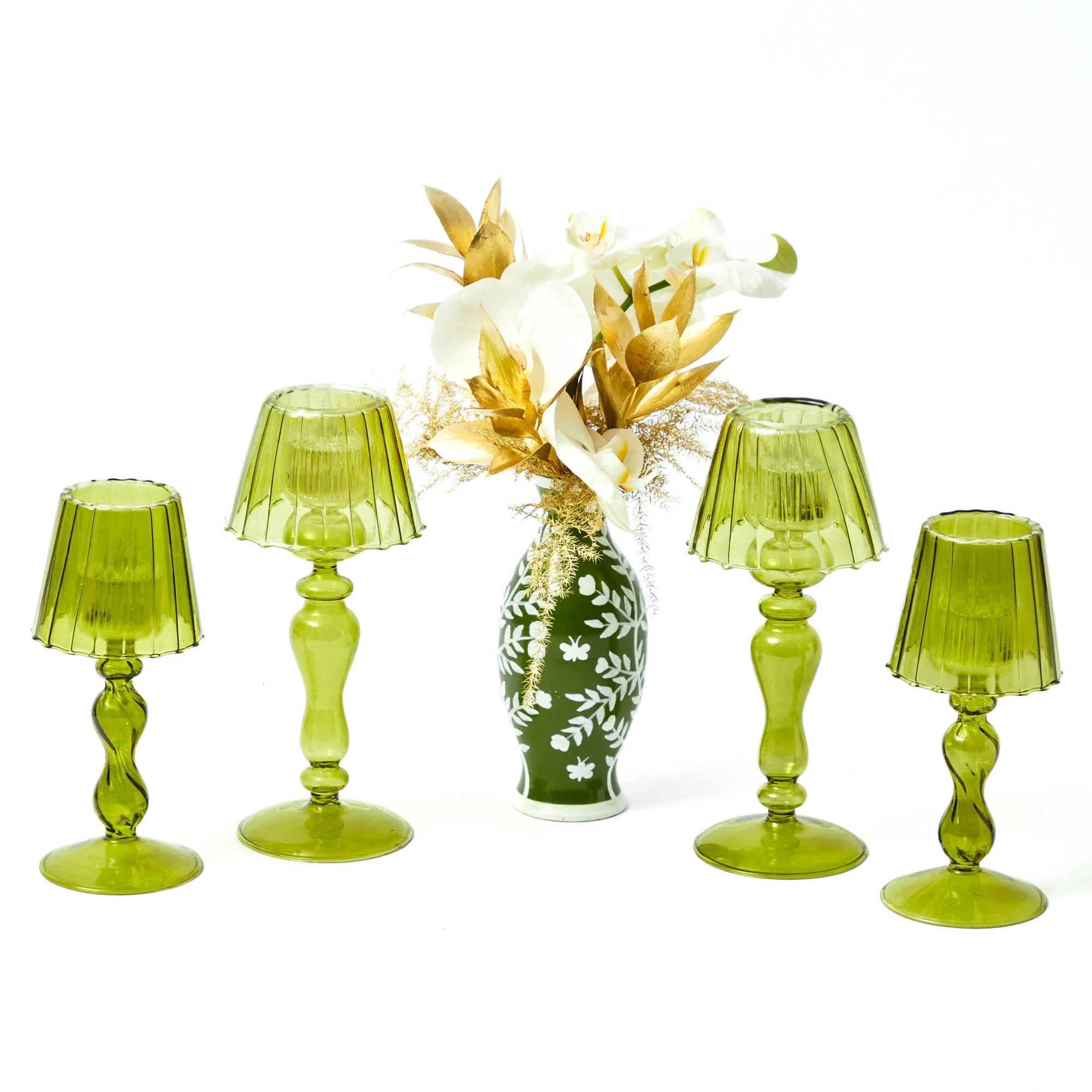 Olive Glass Lantern Tea Light Holder (Pair) - 24 cm - Image 18