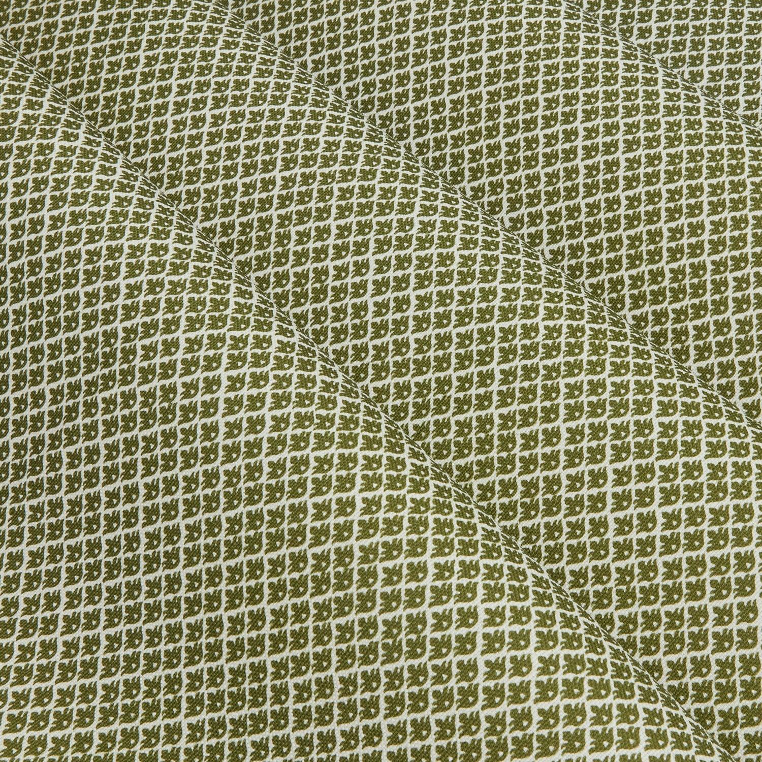 Olive Green Lotus Flower Fabric