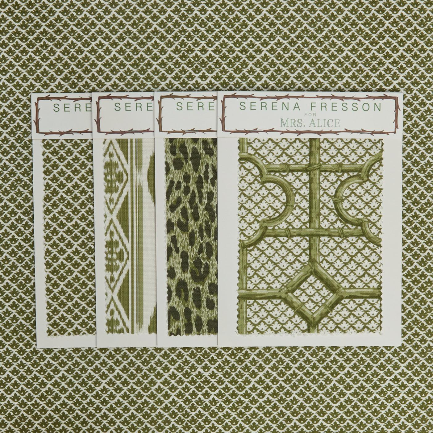 Olive Green Lotus Flower Fabric - Image 6