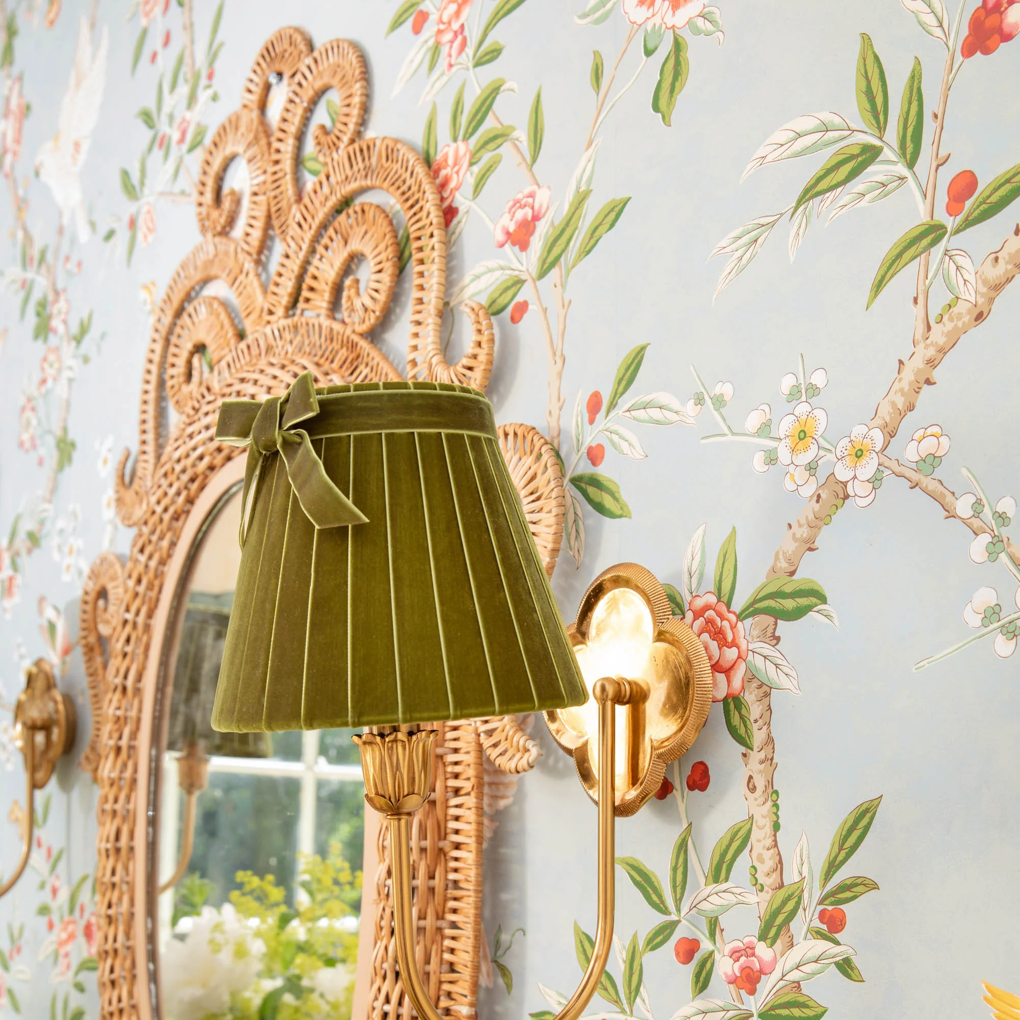 Olive Velvet Bow Lampshade (18cm) - Image 11
