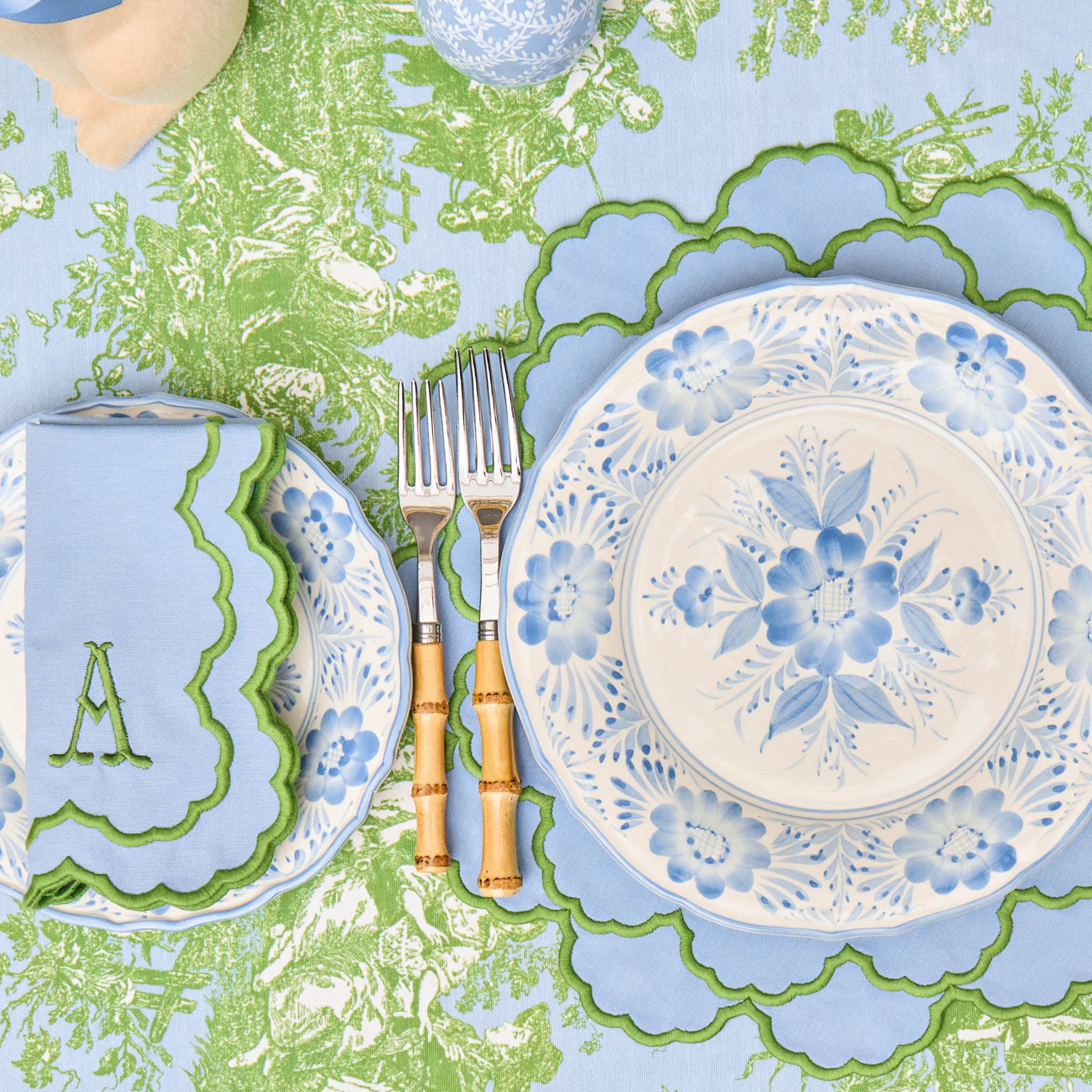 Ottilie Blue Toile Tablecloth - Image 5