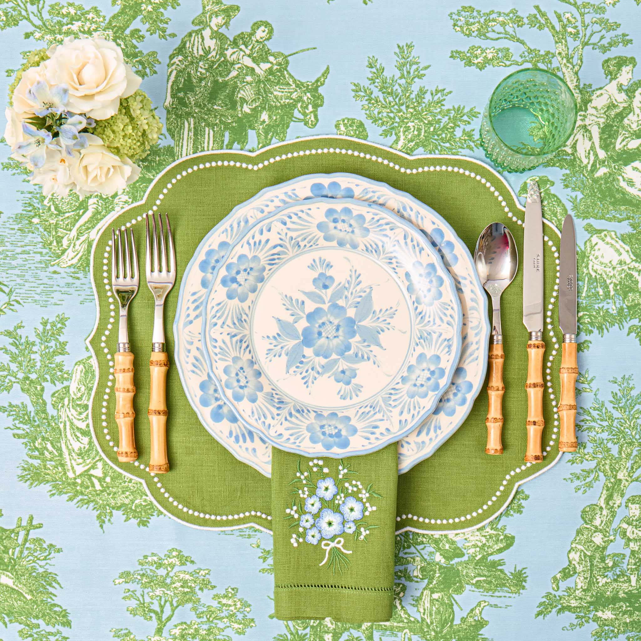 Ottilie Blue Toile Tablecloth - Image 9