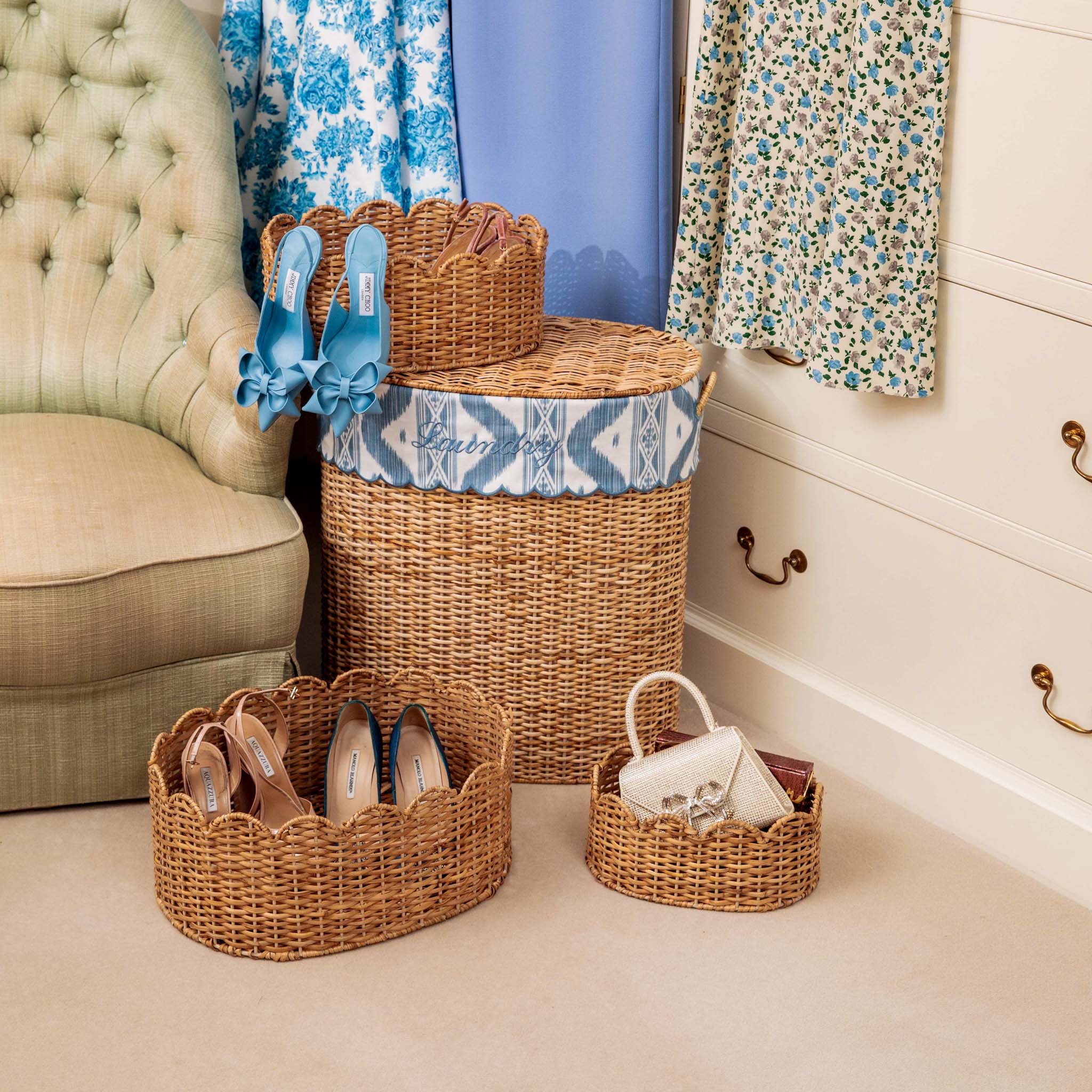 Oval Scalloped Rattan Baskets (Set of 3) - Image 12