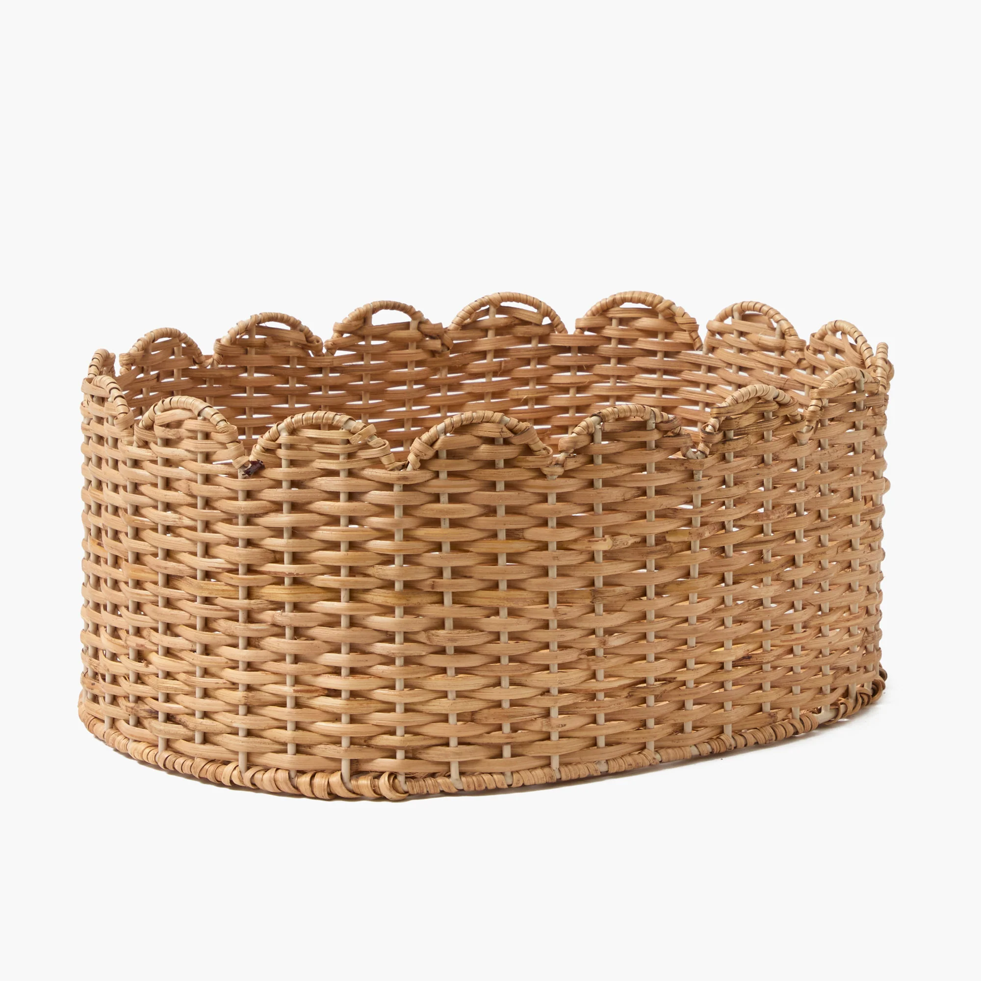 Oval Scalloped Rattan Baskets (Set of 3) - Image 13