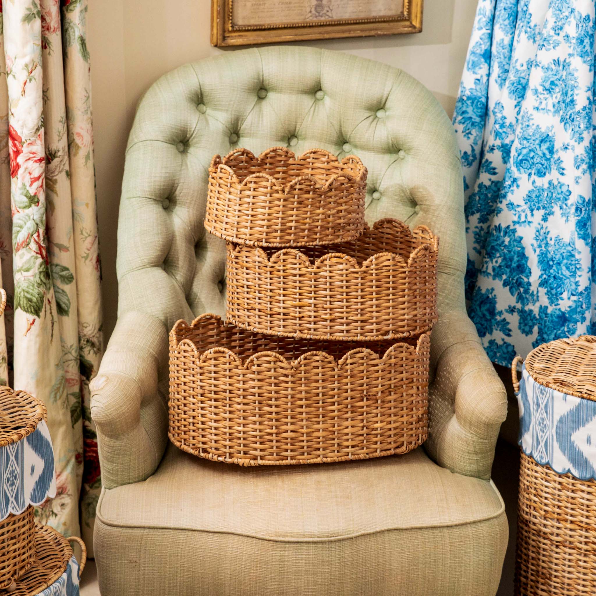 Oval Scalloped Rattan Baskets (Set of 3) - Image 7