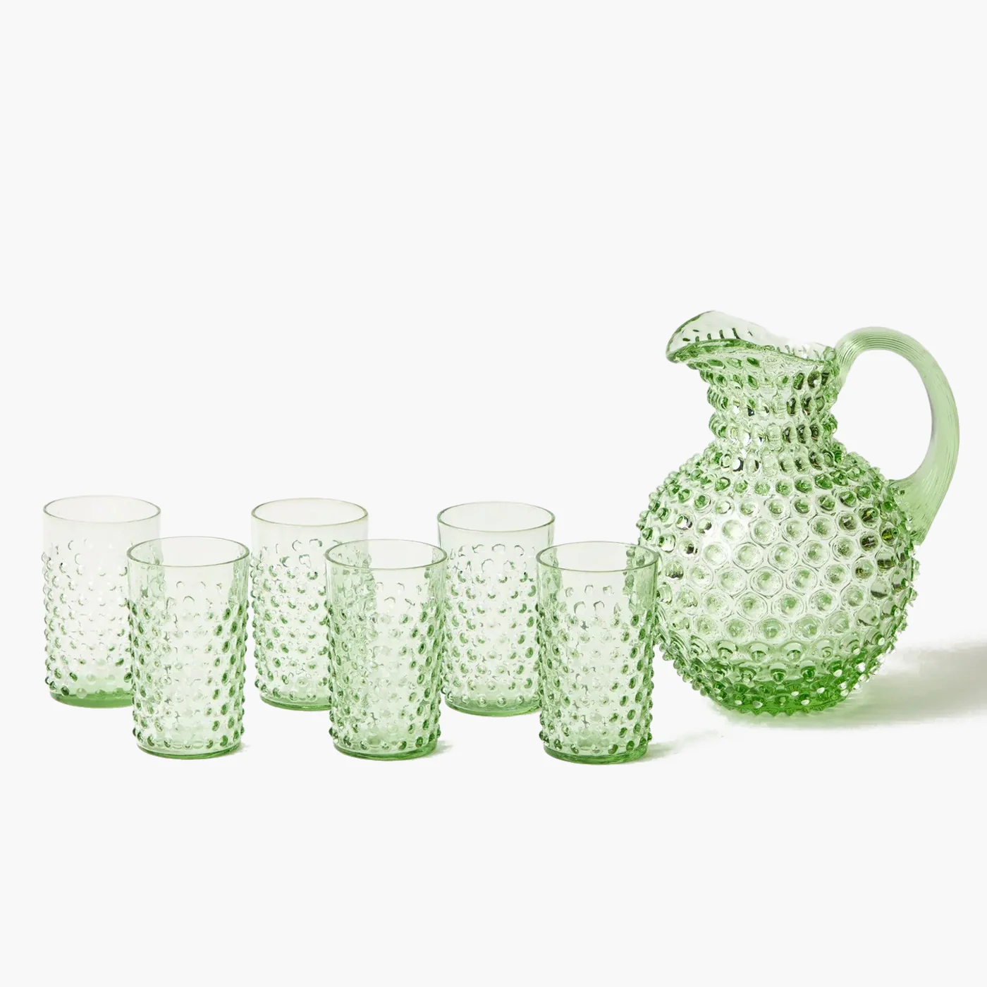 Emerald Hobnail Glasses & Jug Set - Image 12