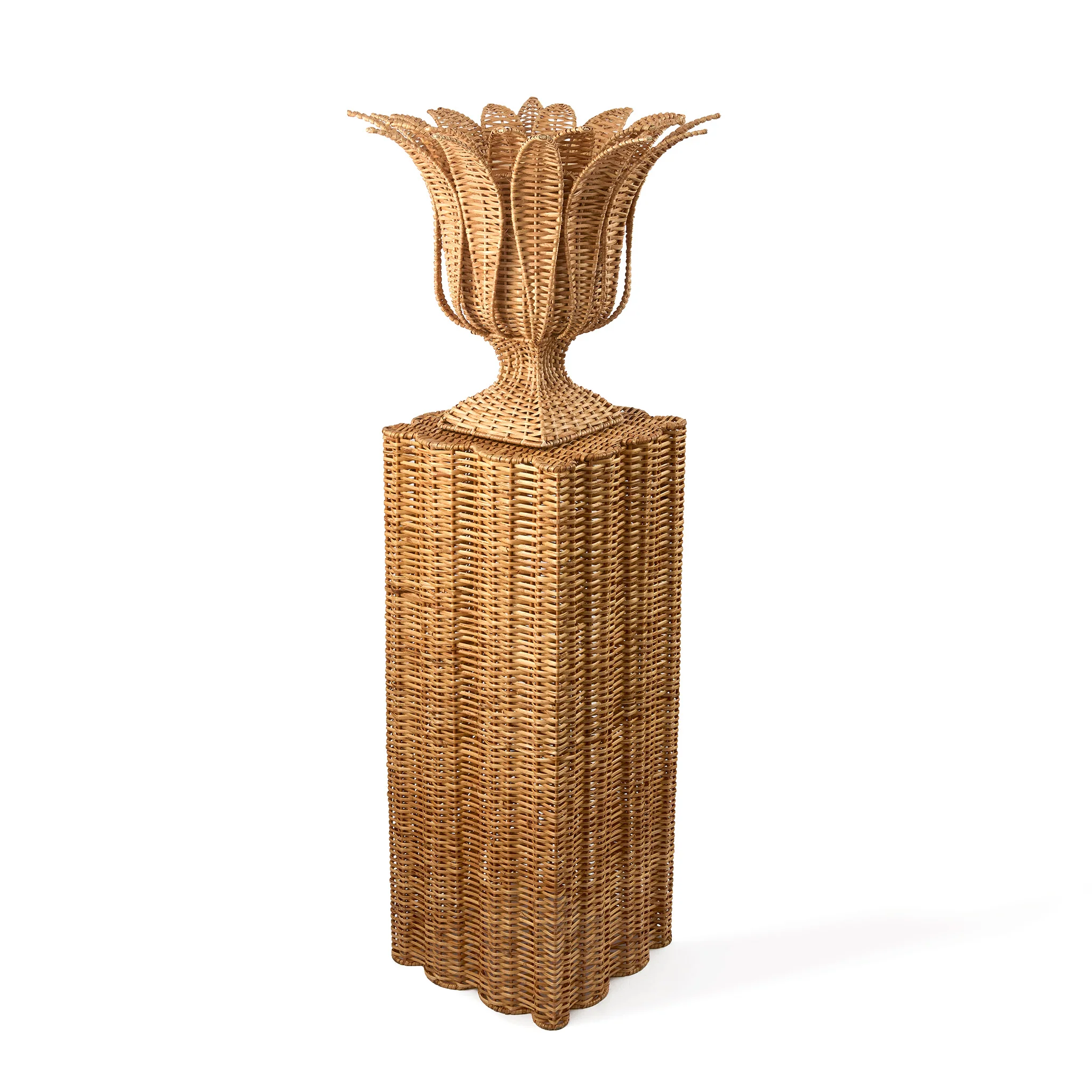 Palm Rattan Urn & Pedestal - Image 8