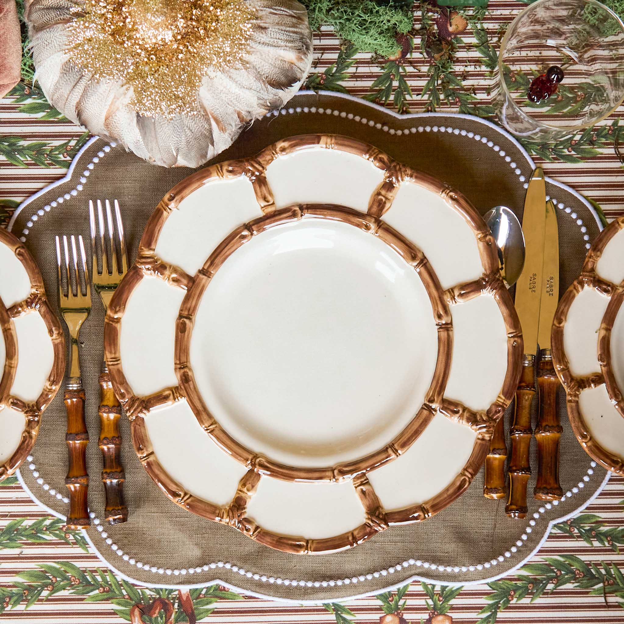 Petal Burnt Bamboo Dinner Plate - Image 9