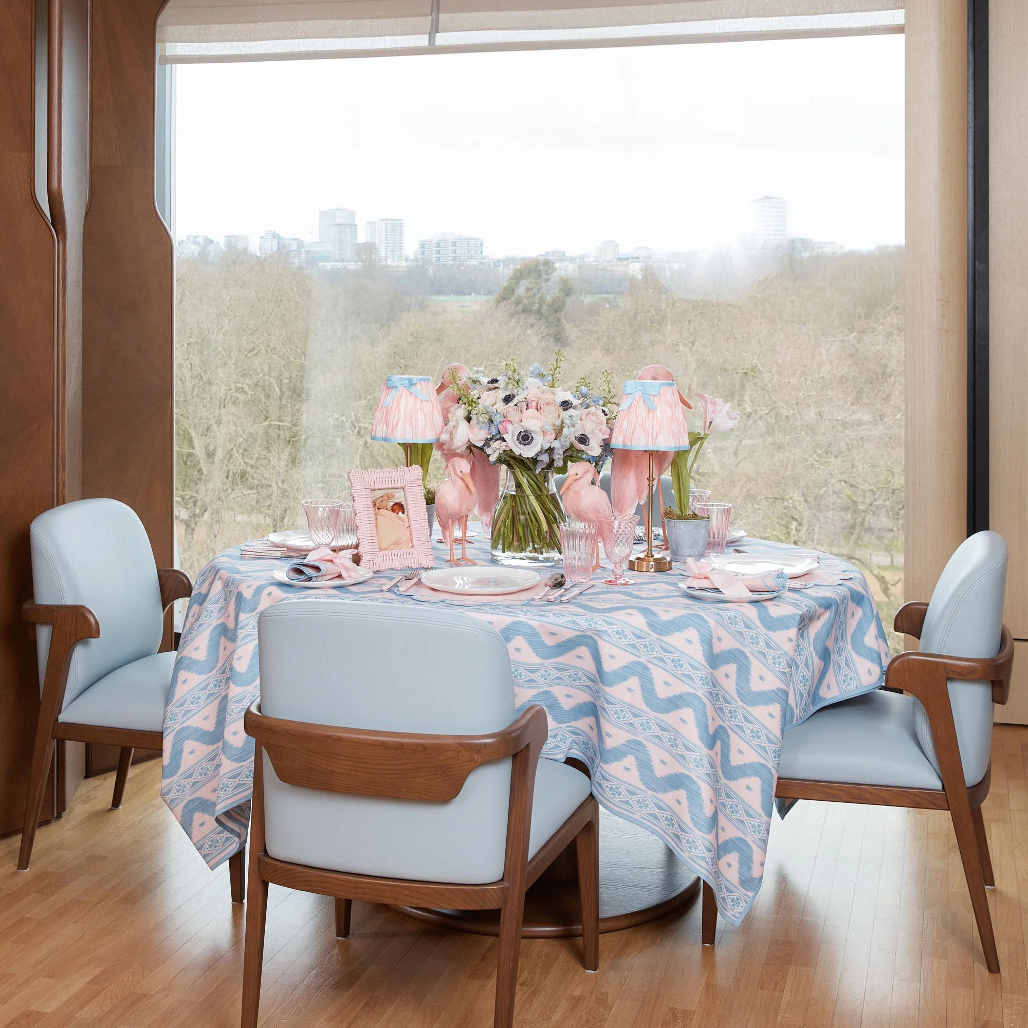 Pink & Blue Ikat Tablecloth - Image 4