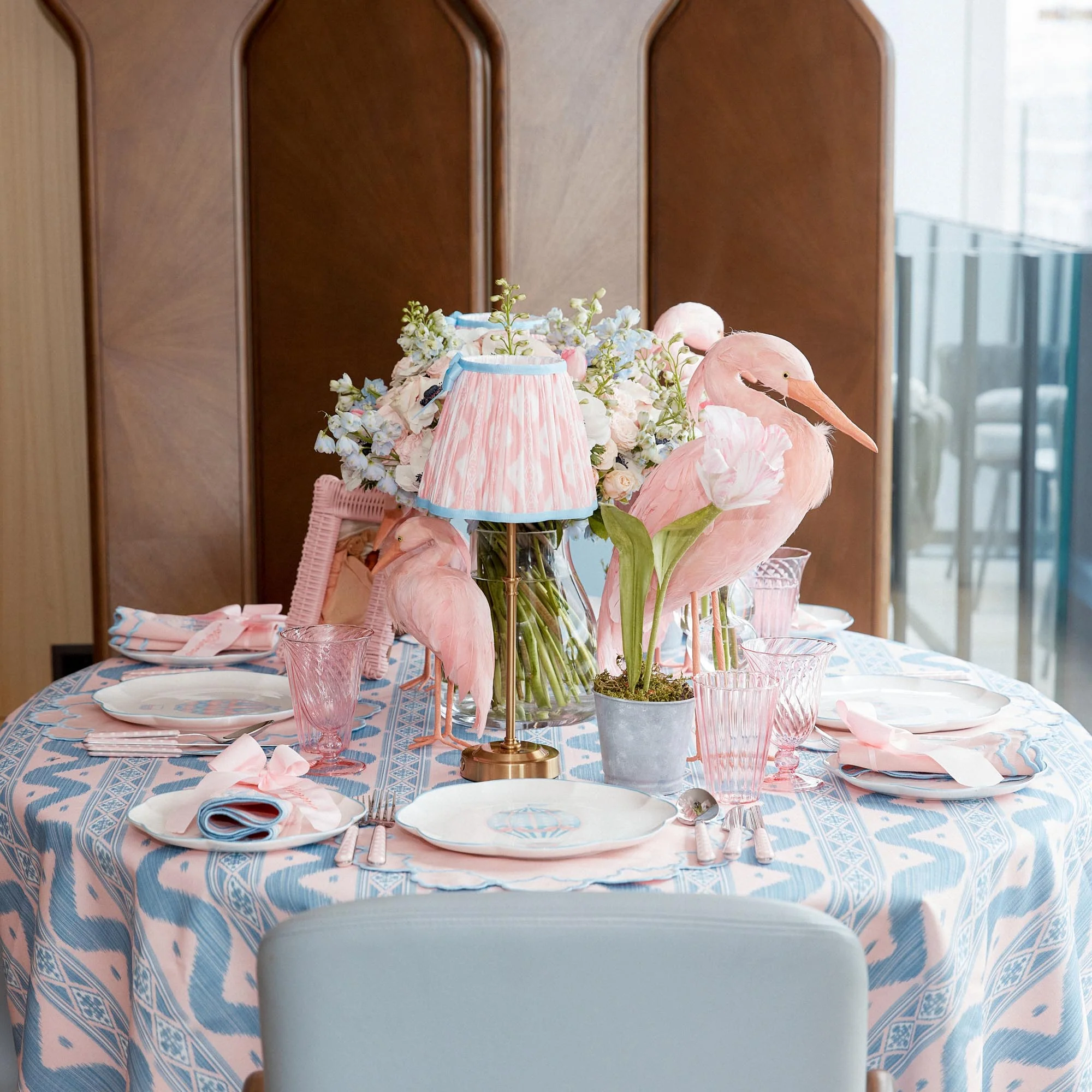 Pink & Blue Ikat Tablecloth - Image 9