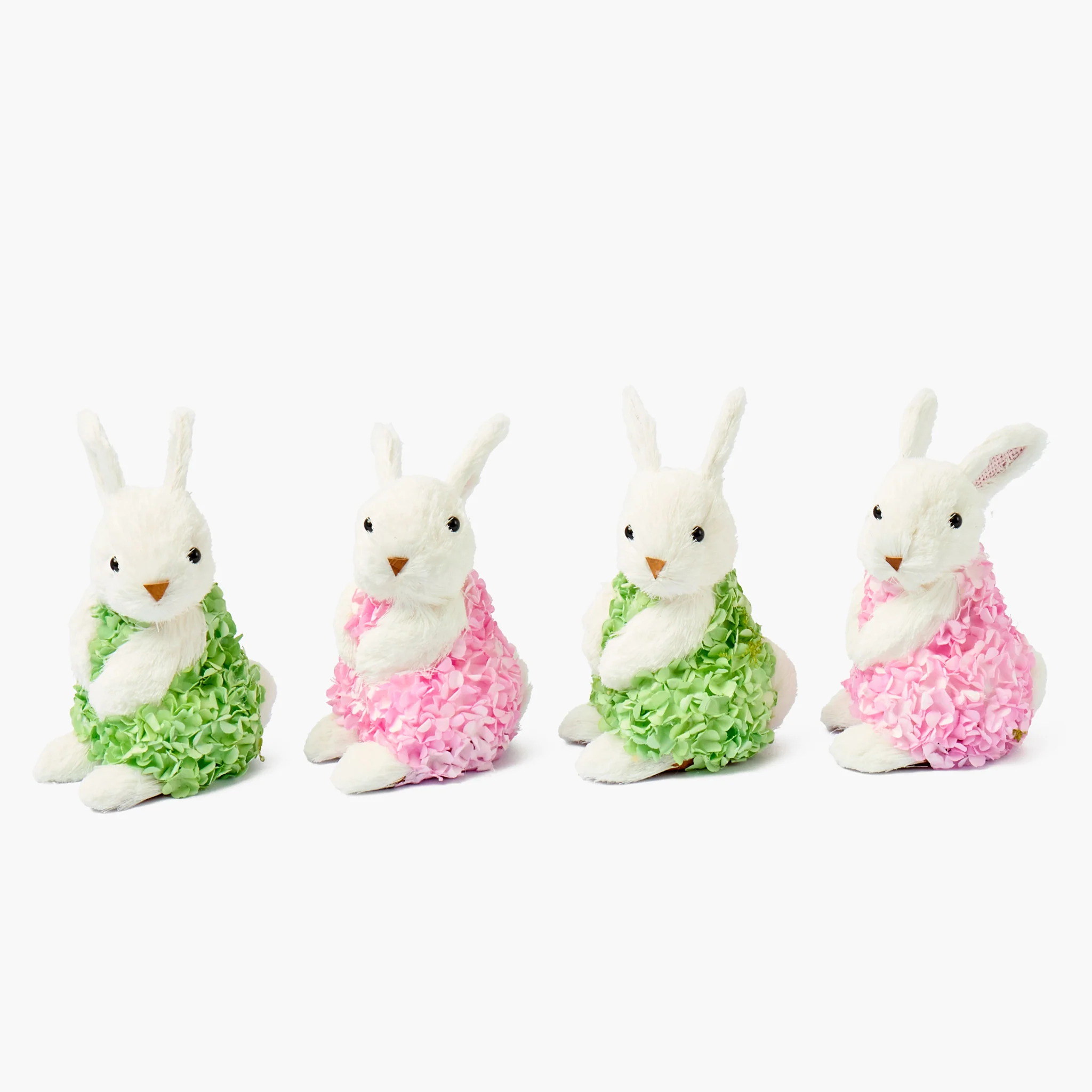 Pink & Green Floral Bunnies (Set of 4)