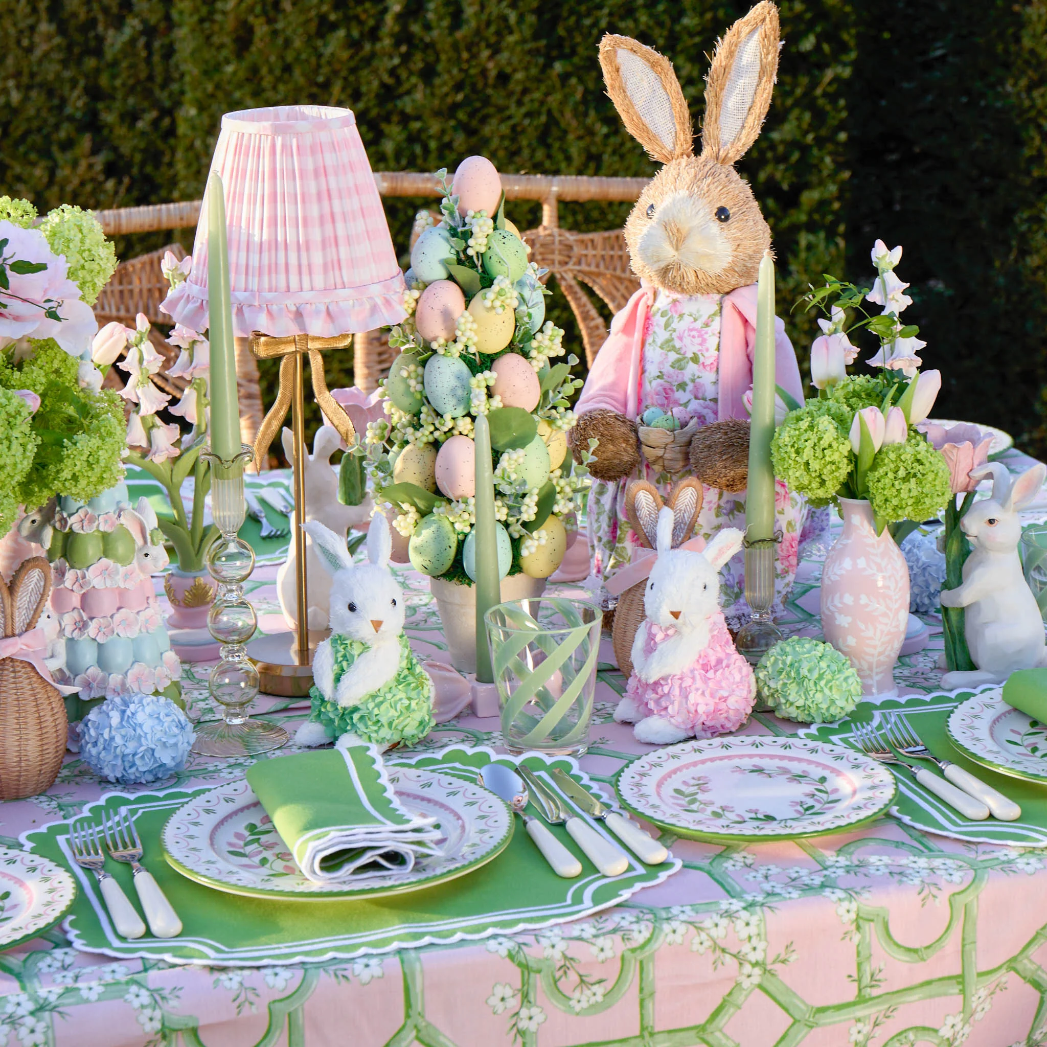 Pink & Green Floral Bunnies (Set of 4) - Image 2