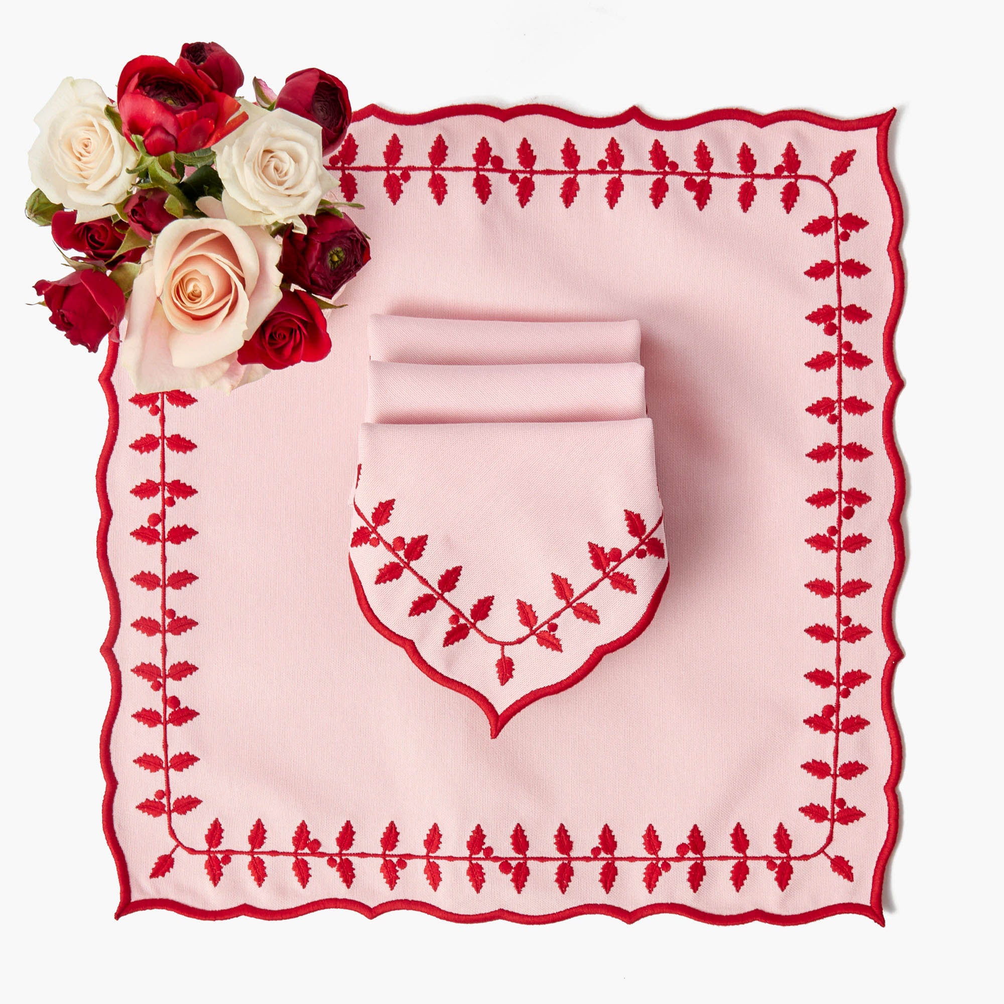 Pink & Red Bow Laurel Placemats & Napkins (Set of 4) - Image 15