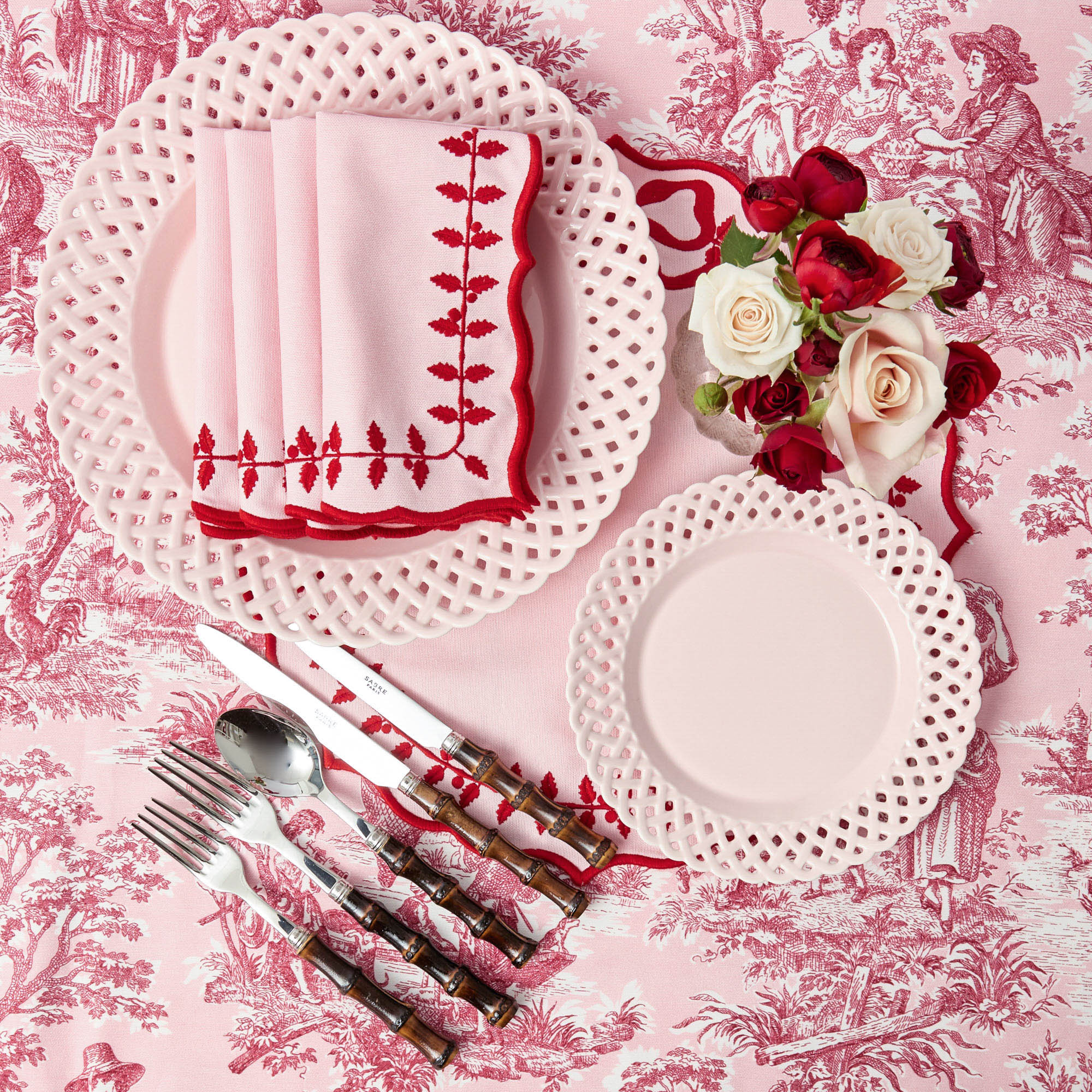 Pink & Red Bow Laurel Placemats & Napkins (Set of 4) - Image 16