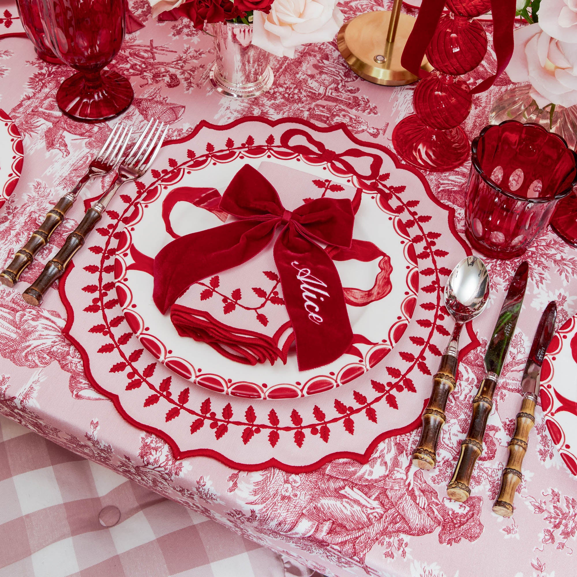Personalisable Berry Red Velvet Bow - Image 2