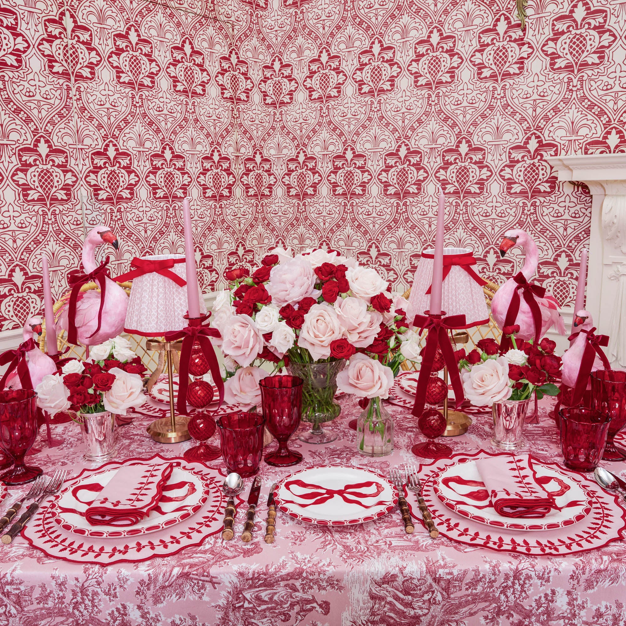 Pink & Red Laurel Napkins (Set of 4) - Image 10