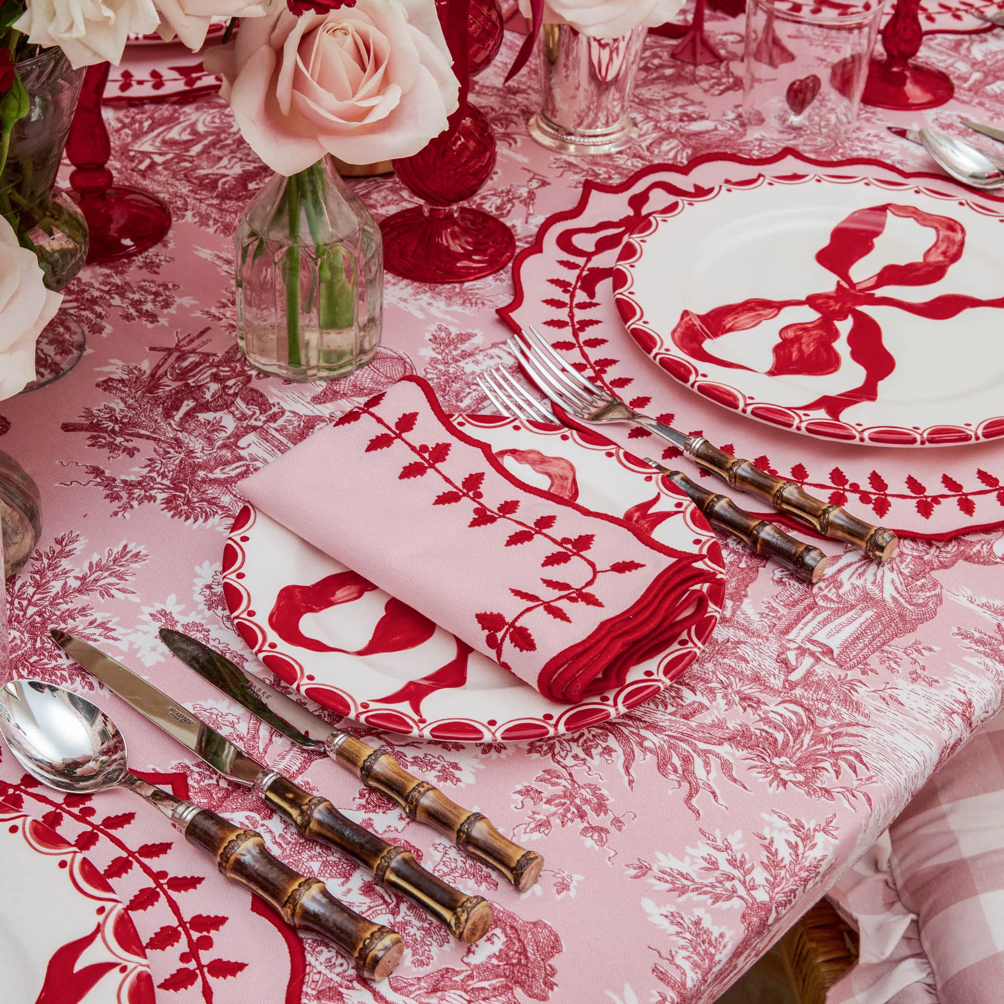 Pink & Red Laurel Napkins (Set of 4) - Image 11
