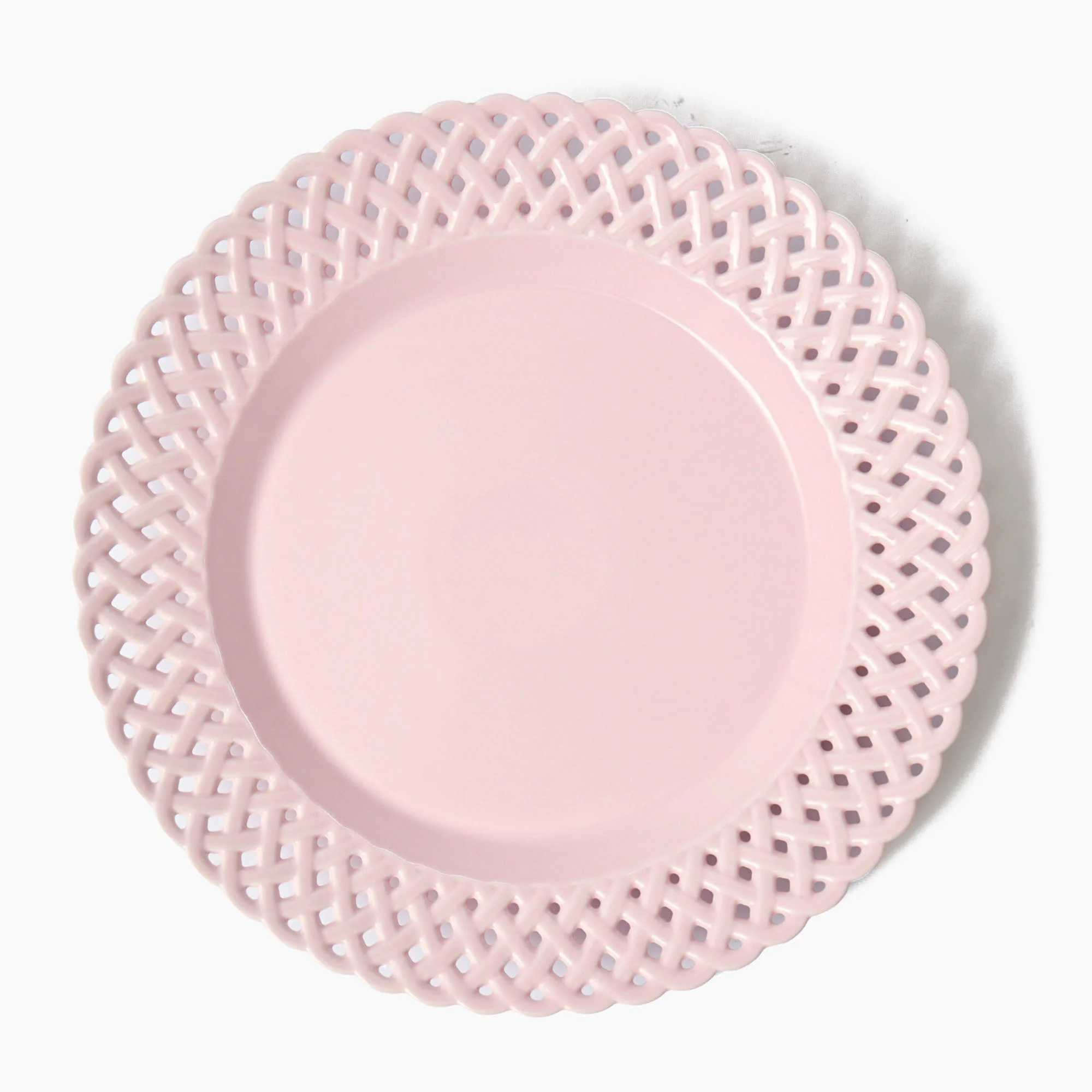 Pink Basketweave Dinner Plate - Image 8