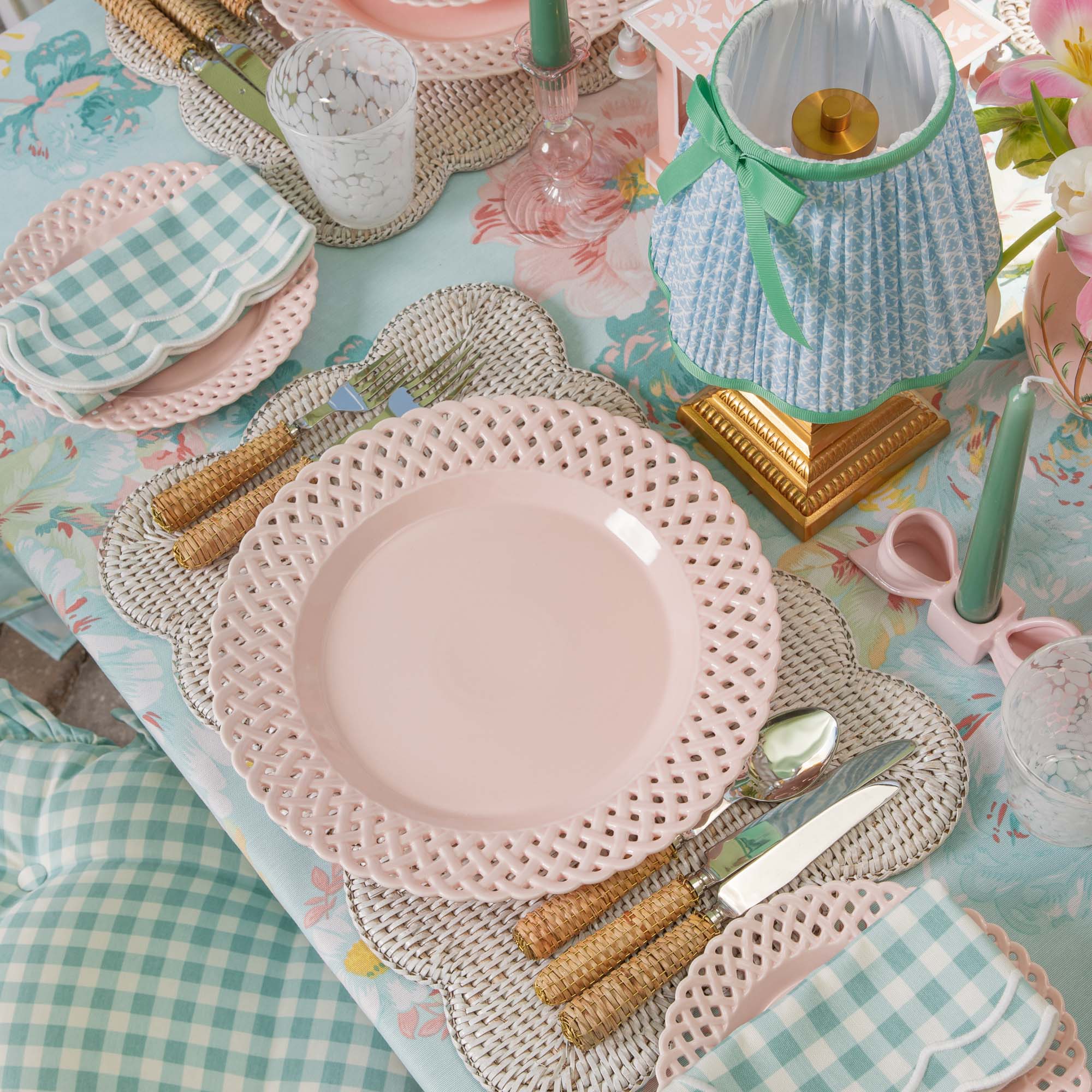 Pink Basketweave Dinner Plates (Set of 4) - Image 11