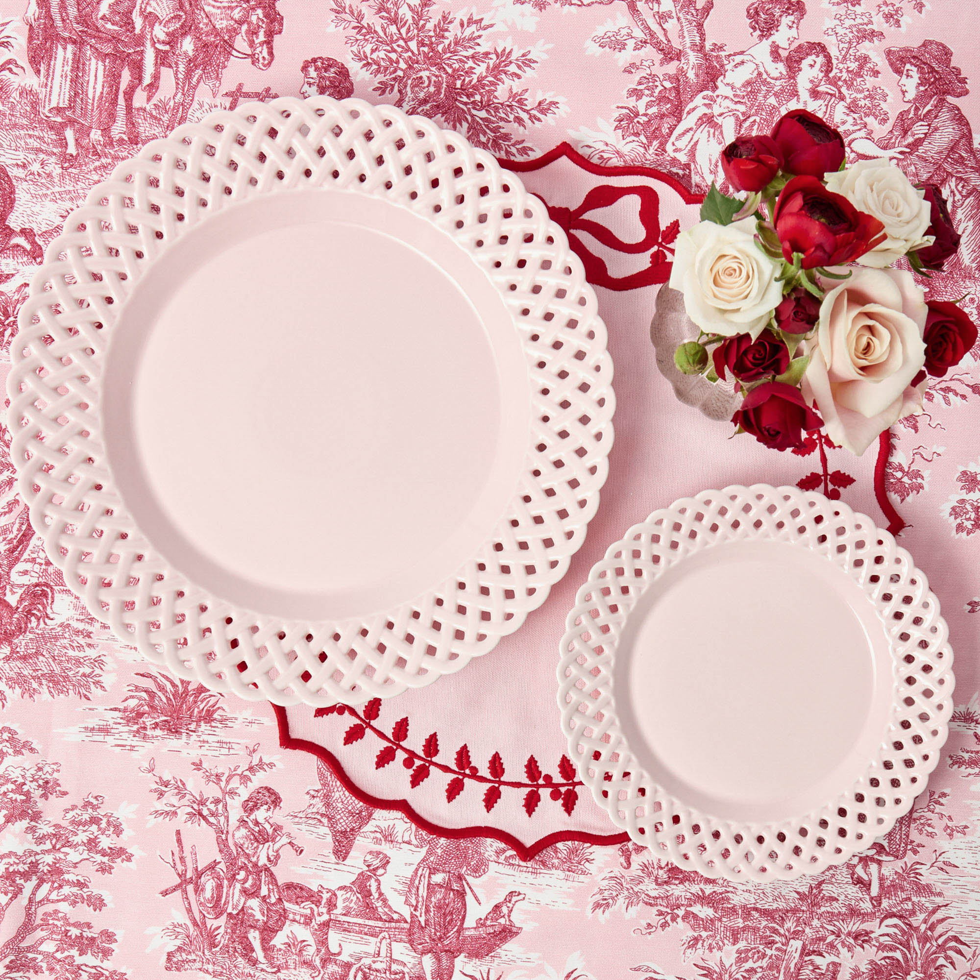 Pink Basketweave Starter Plates (Set of 4) - Image 13