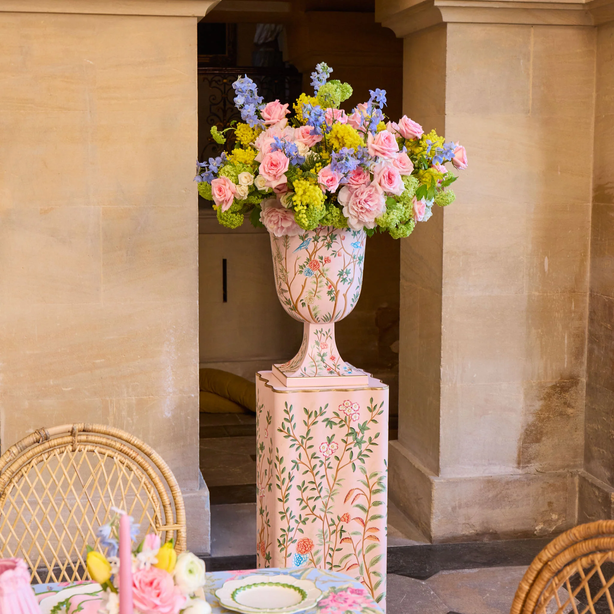 Pink Chinoiserie Tole Urn - Image 2