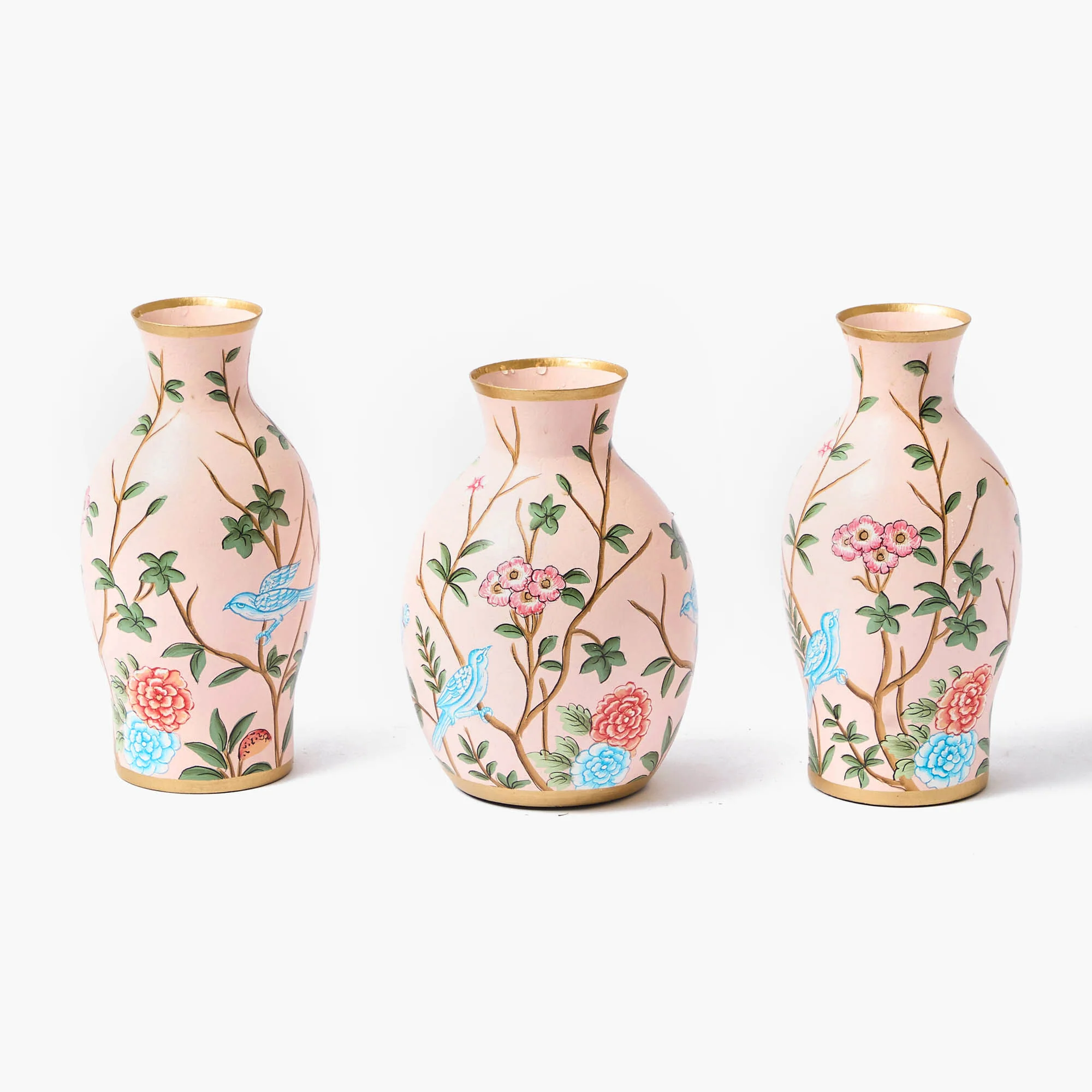 Pink Chinoiserie Tole Vases (Set of 3) - Image 6
