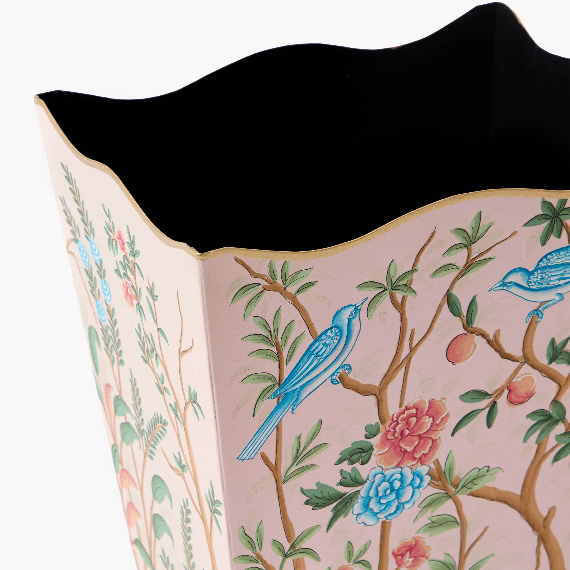 Pink Chinoiserie Tole Waste Paper Bin - Image 5