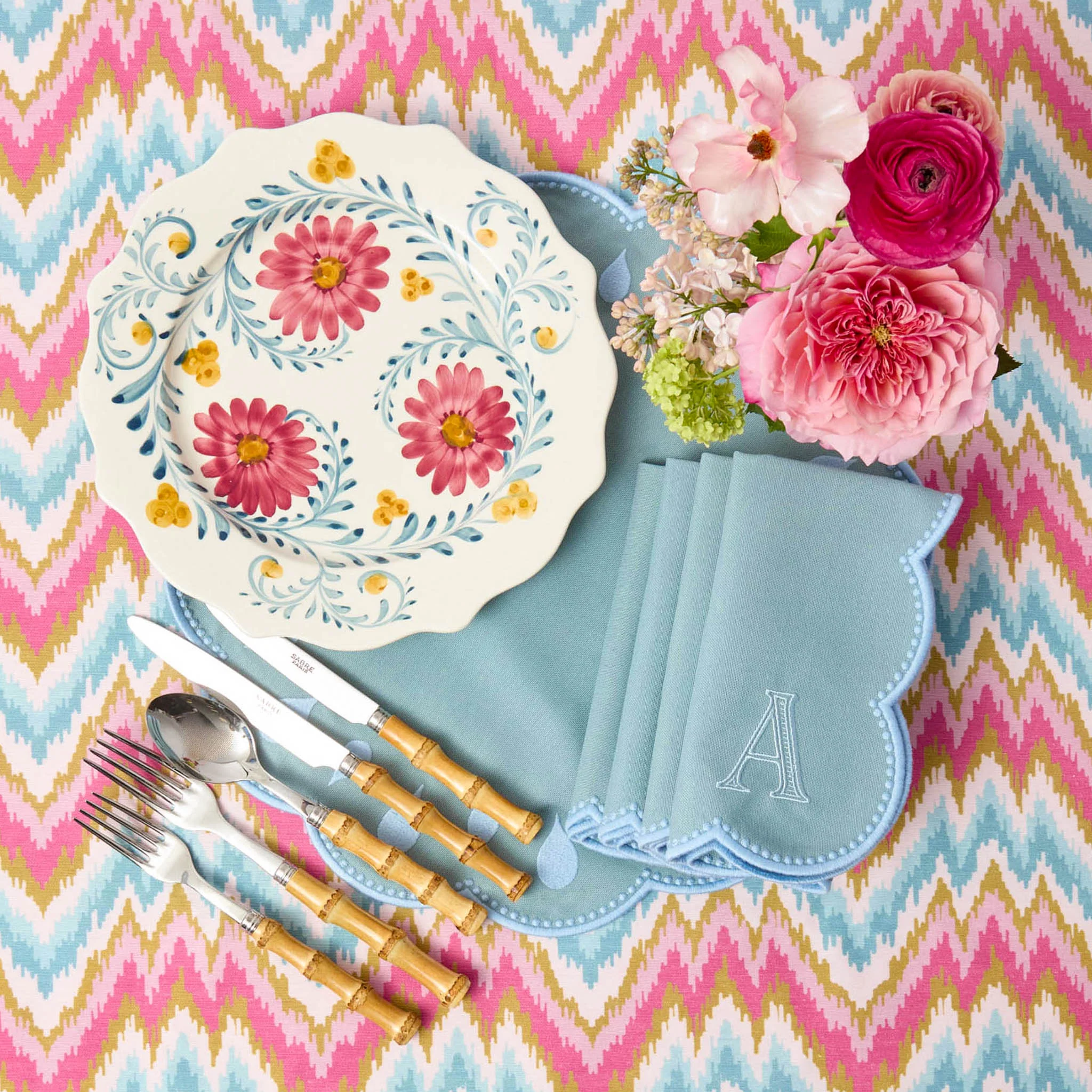 Pink Flowers Dinner Plates (Set of 4) - Image 5