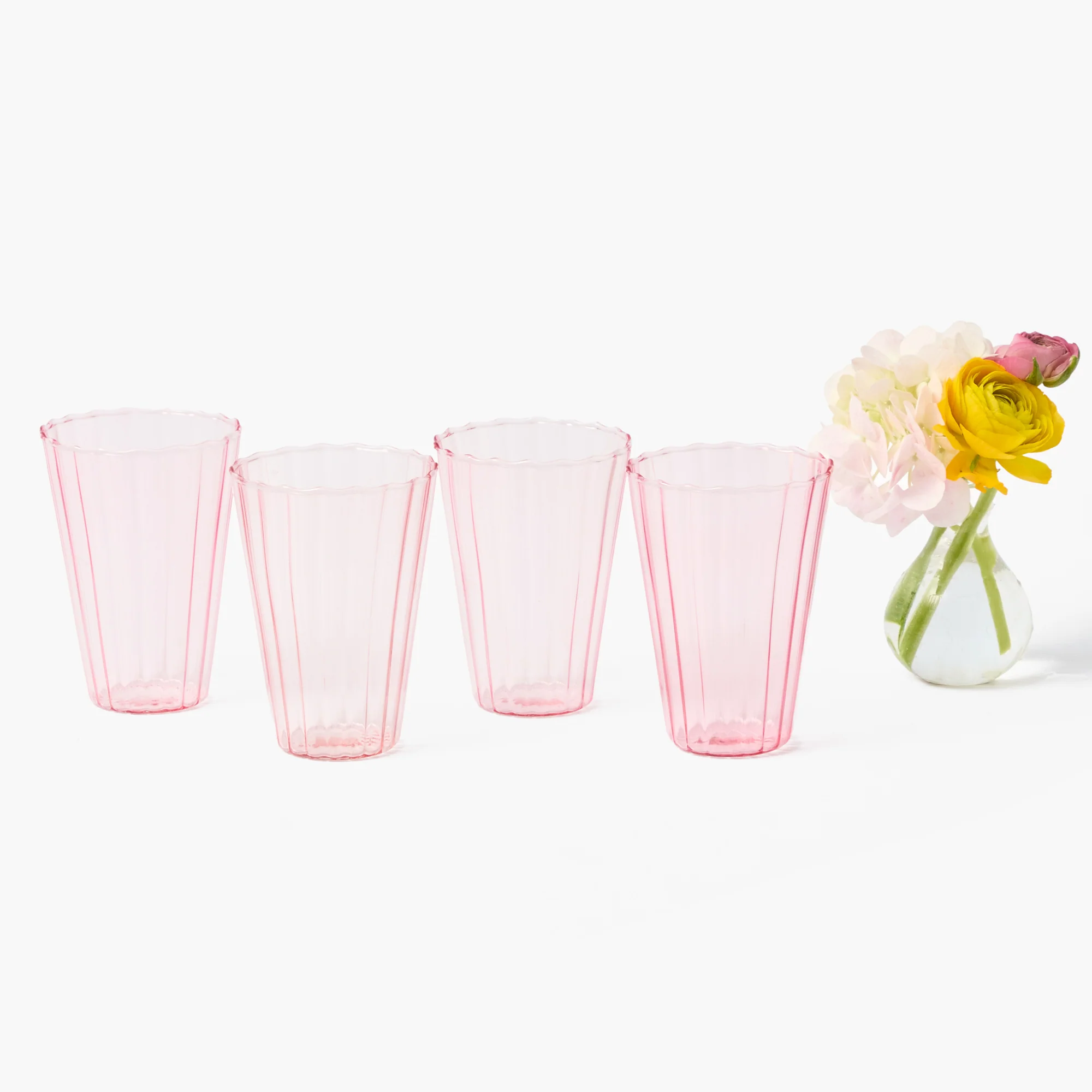 Pink Fluted Water Glasses (Set of 4) - Image 9