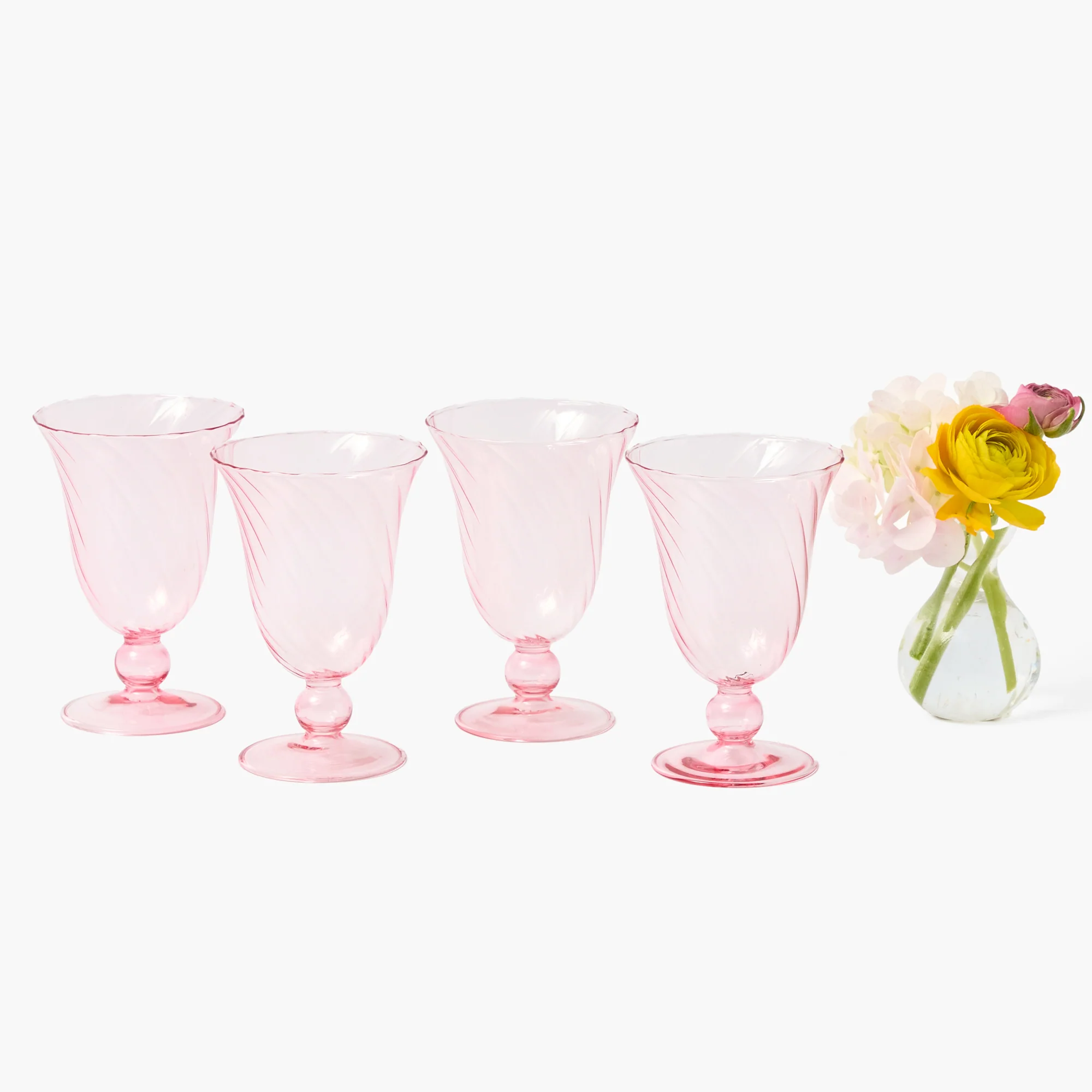 Pink Fluted Wine Glasses (Set of 4) - Image 8