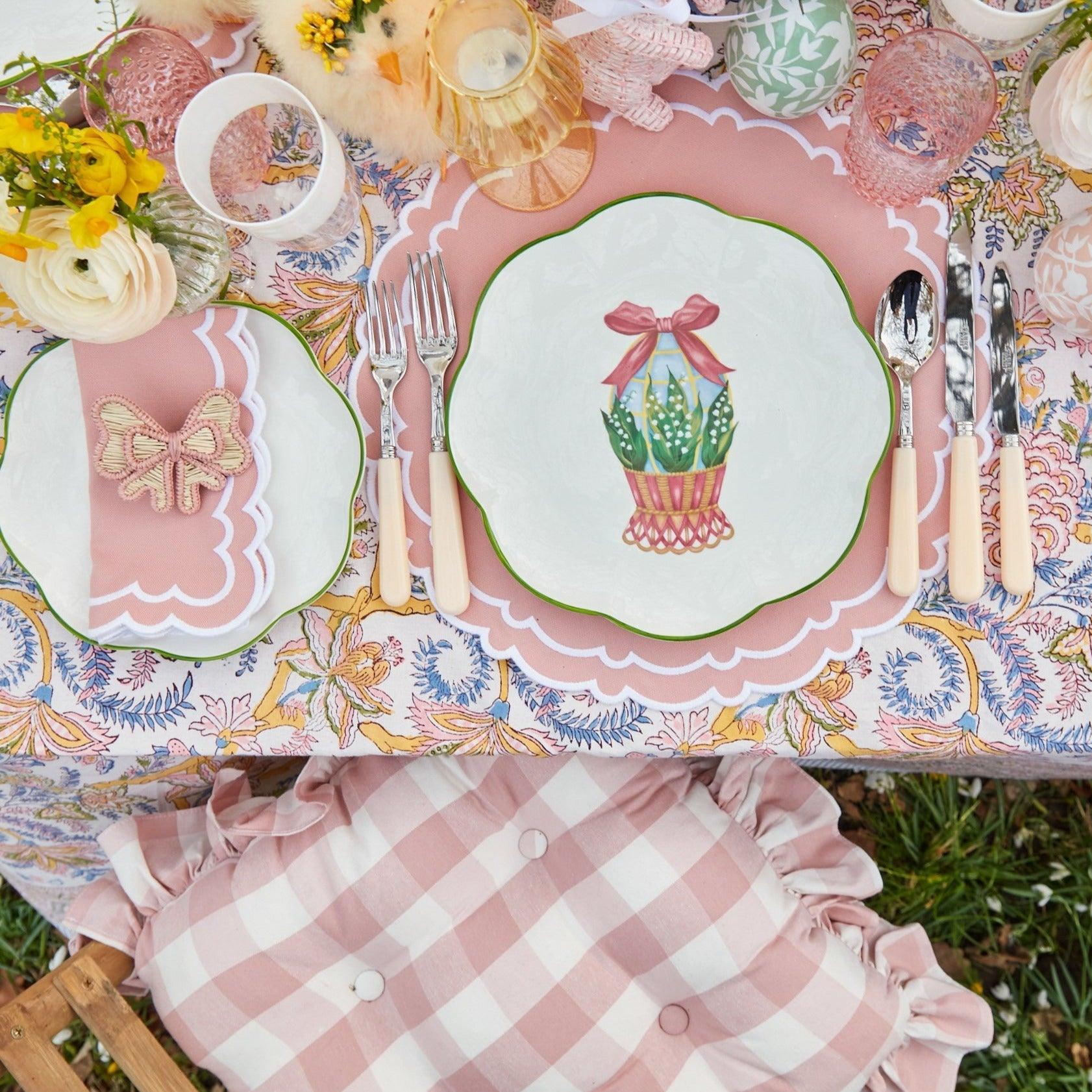 Pink Gingham Ruffle Seat Pad Cushion - Image 17