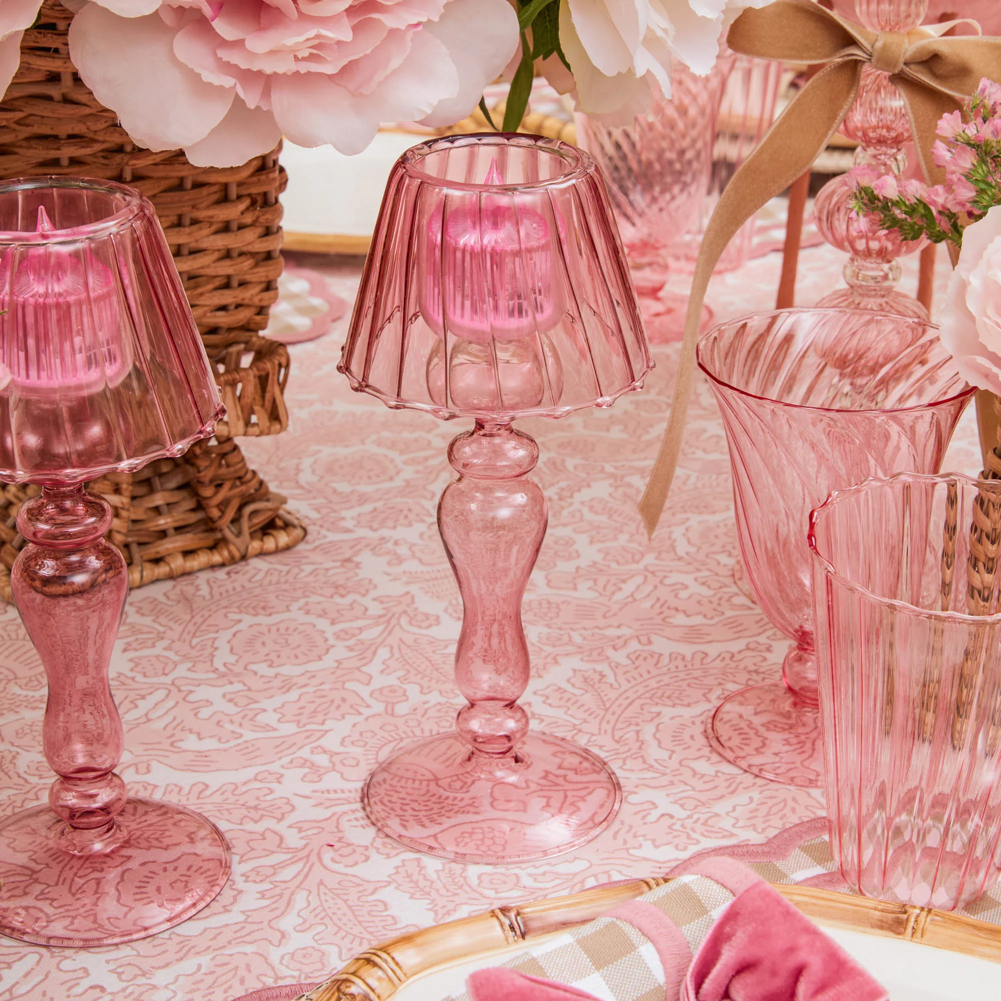 Pink Glass Lantern Tea Light Holder (Pair) - 24cm - Image 17