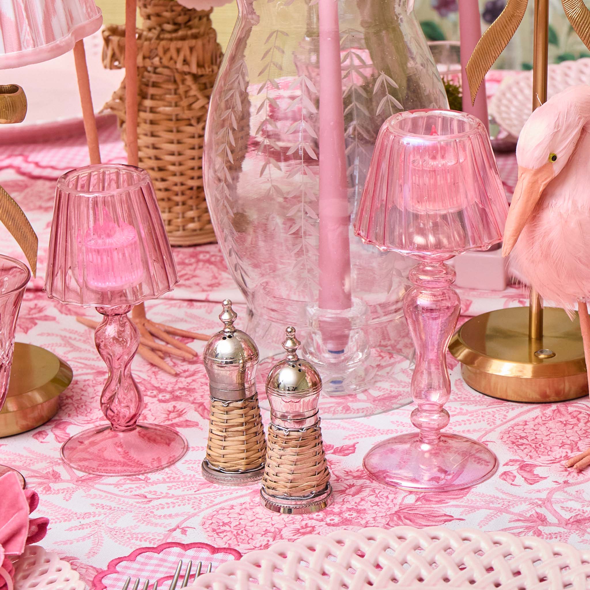 Pink Glass Lantern Tea Light Holder (Pair) - 18cm - Image 10