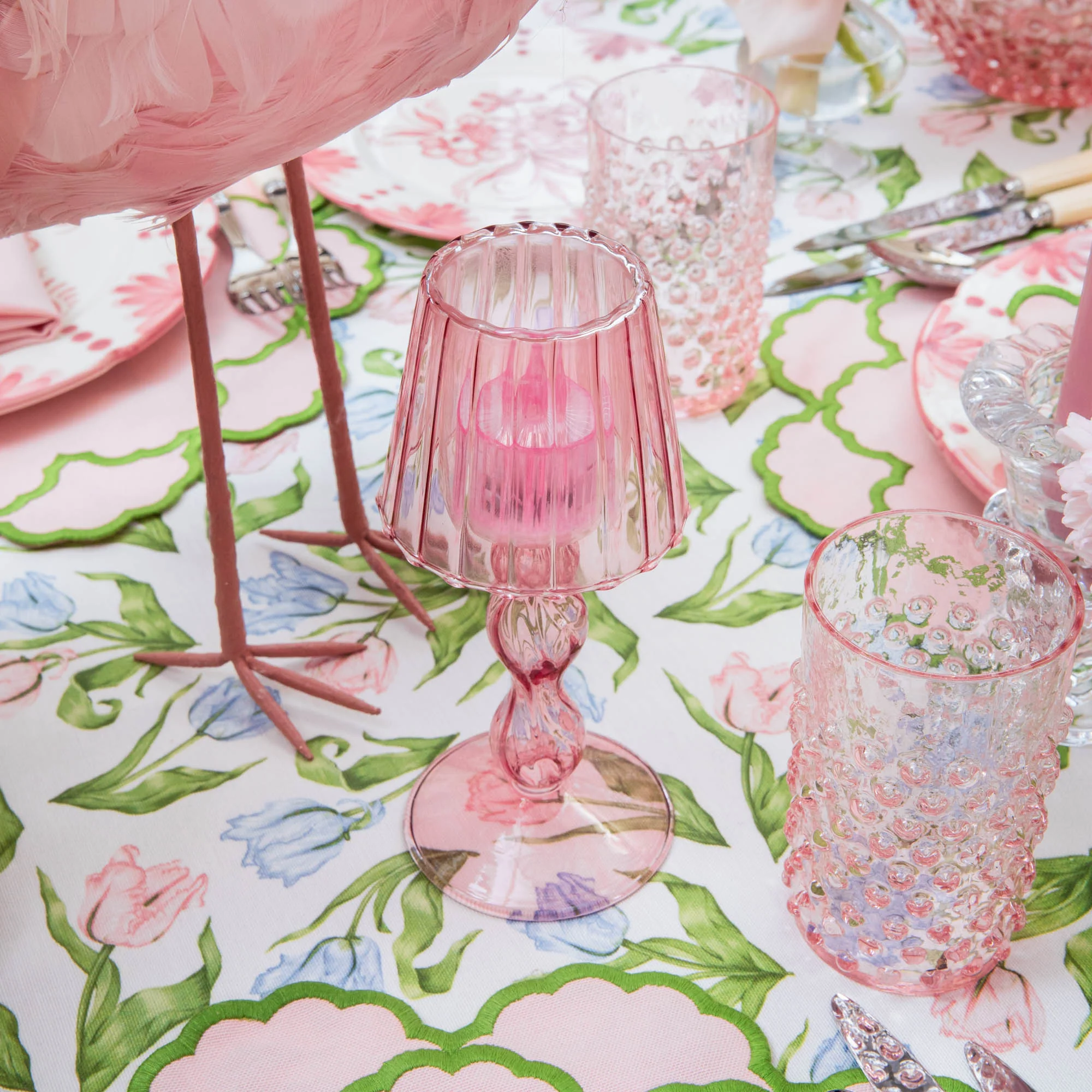 Pink Glass Lantern Tea Light Holder (Pair) - 18cm - Image 16