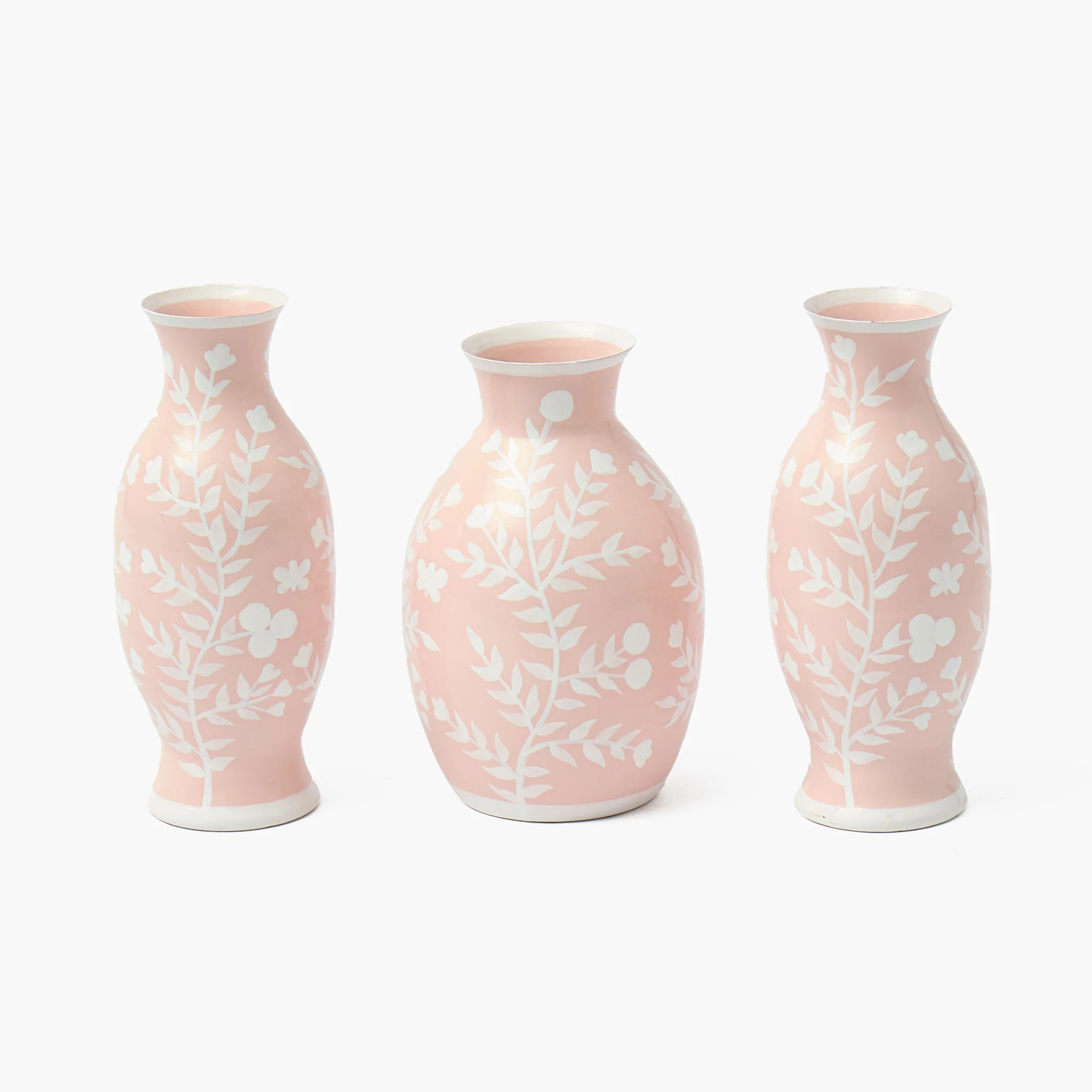 Pink Hand Painted Tole Bud Vases (Set of 3) - Image 9