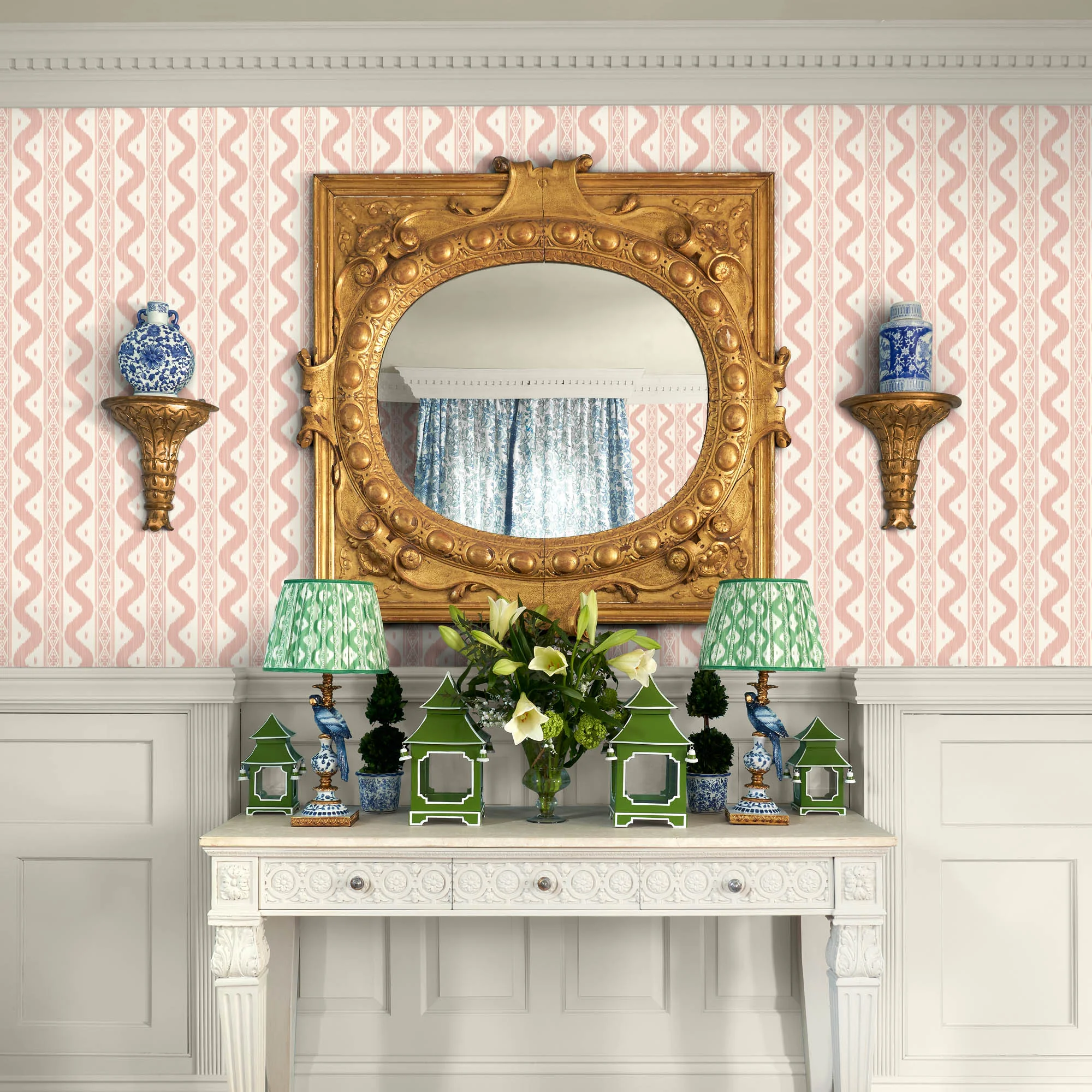 Pink Ikat Stripe Wallpaper - Image 3