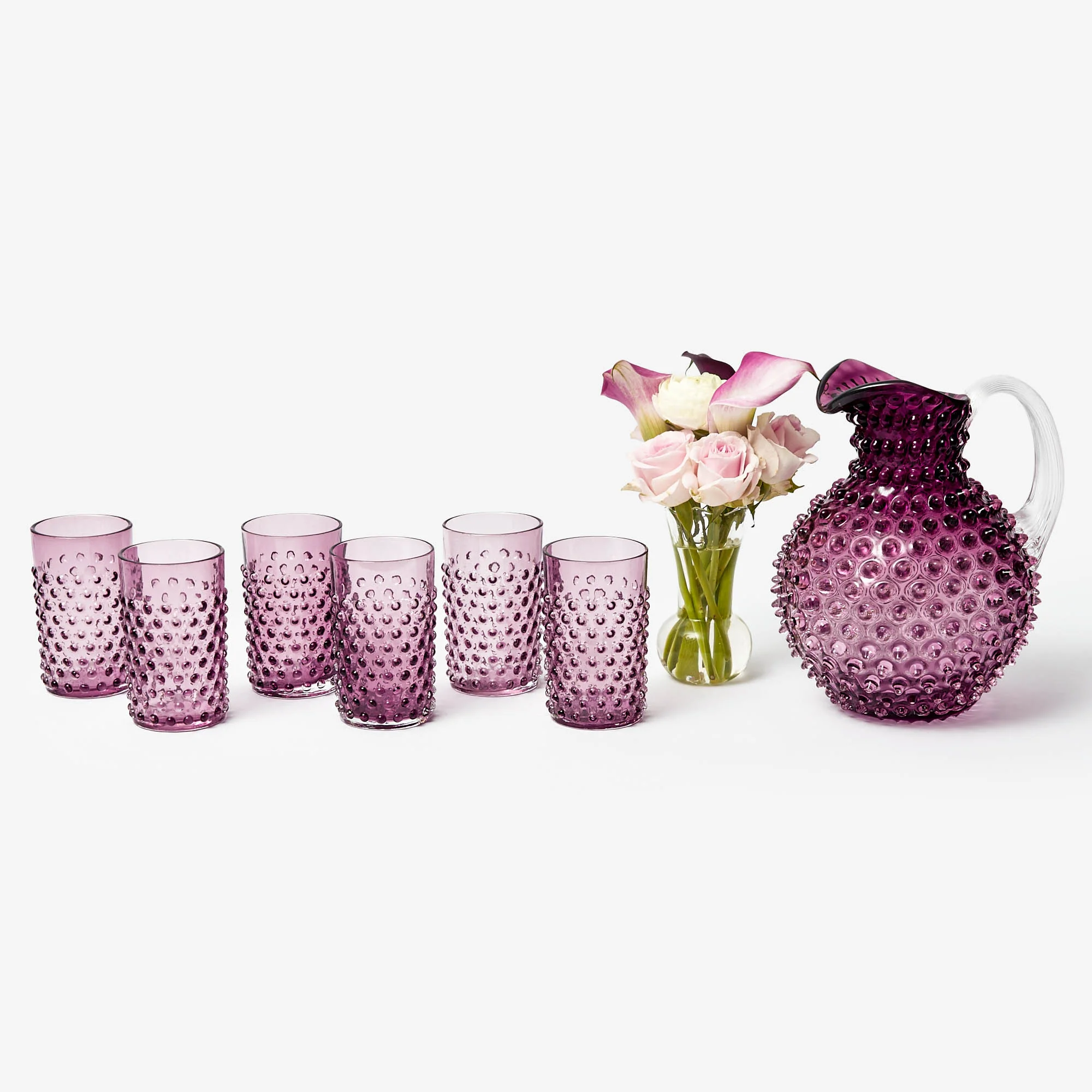 Purple Hobnail Jug & Glasses (Set of 6) - Image 6